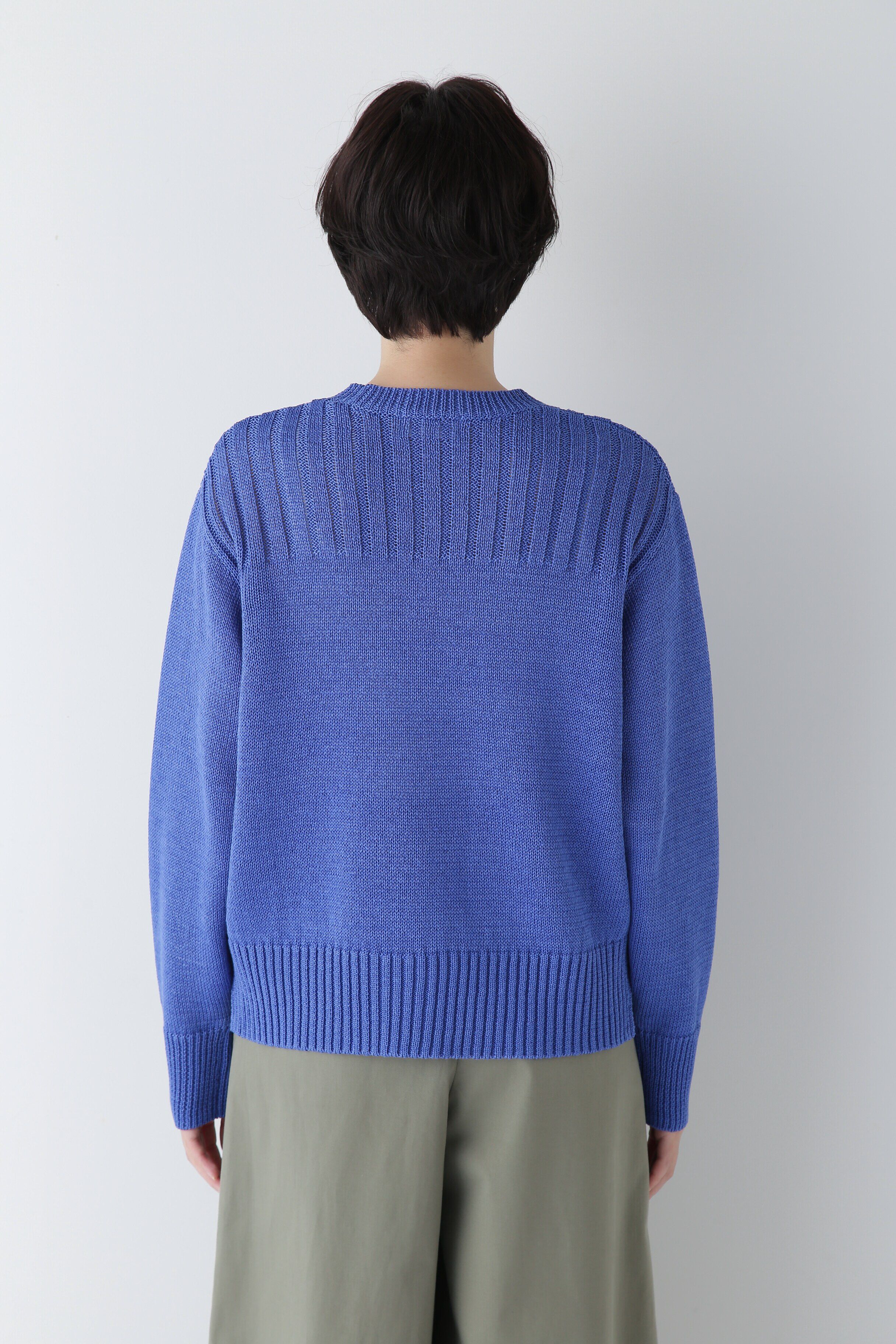  「◆【ウォッシャブル】ギマコットン編地コンビプルオーバー」|ニット・セーター|