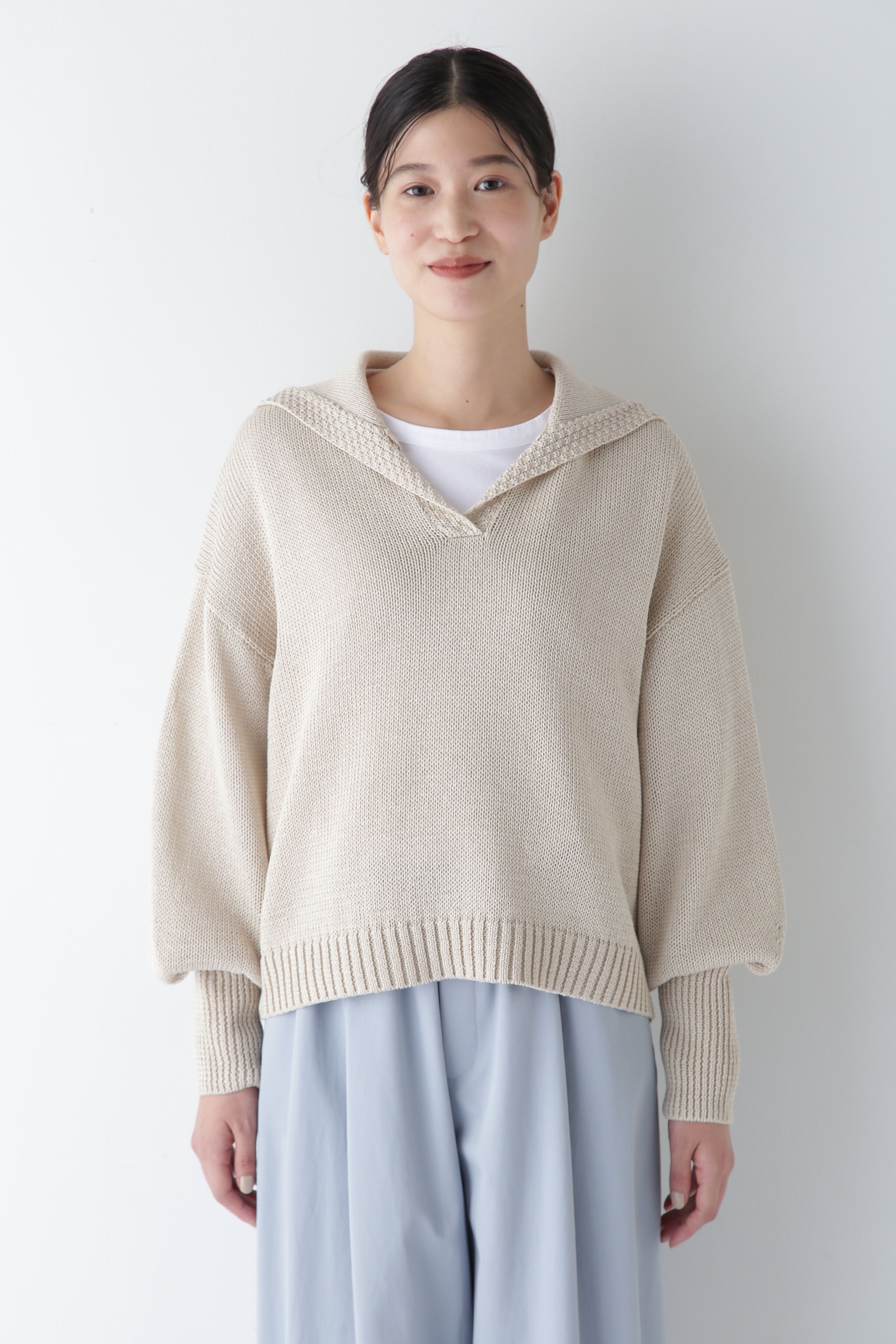  「◆【ウォッシャブル】ギマコットンセーラーカラープルオーバー」|ニット・セーター|