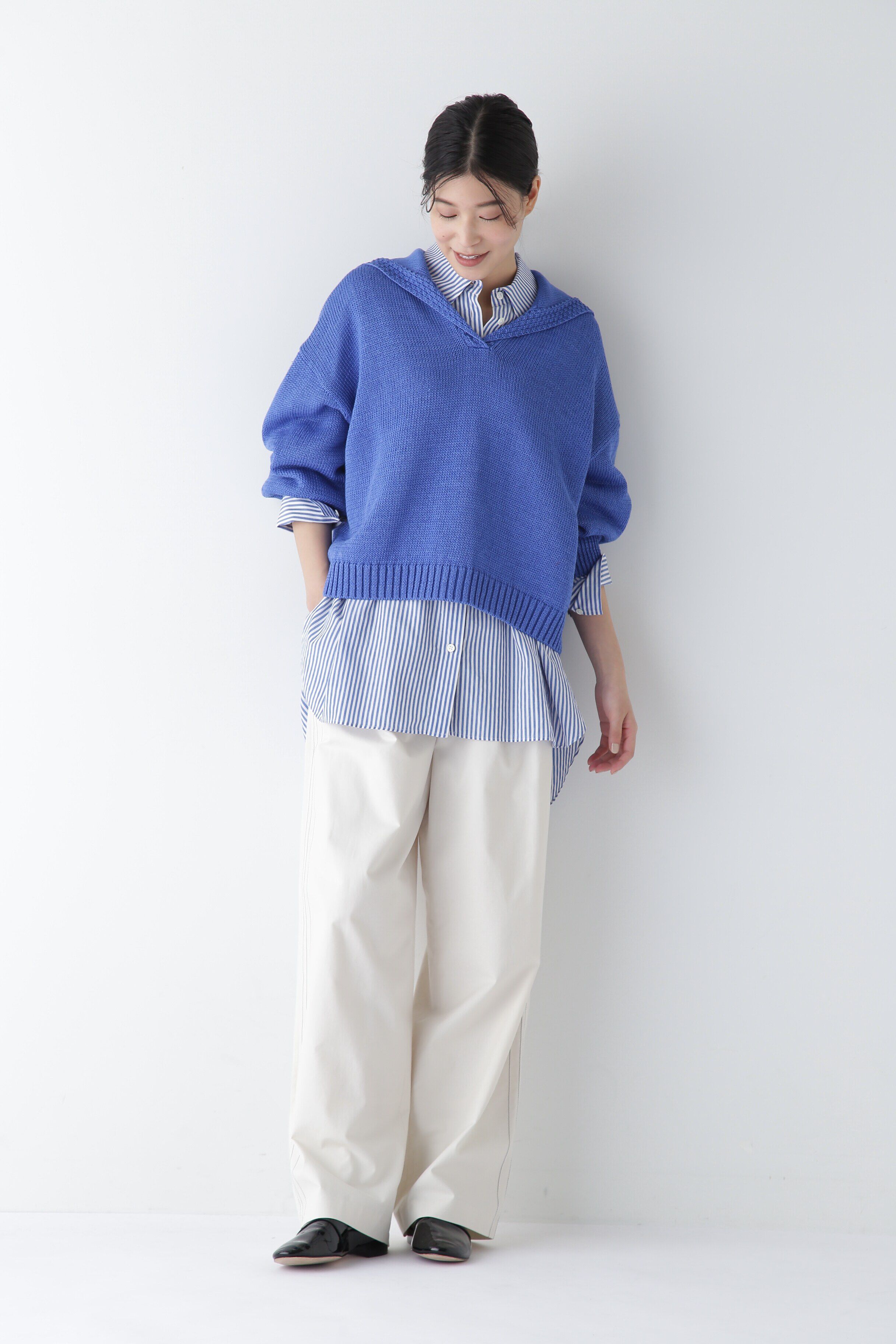  「◆【ウォッシャブル】ギマコットンセーラーカラープルオーバー」|ニット・セーター|