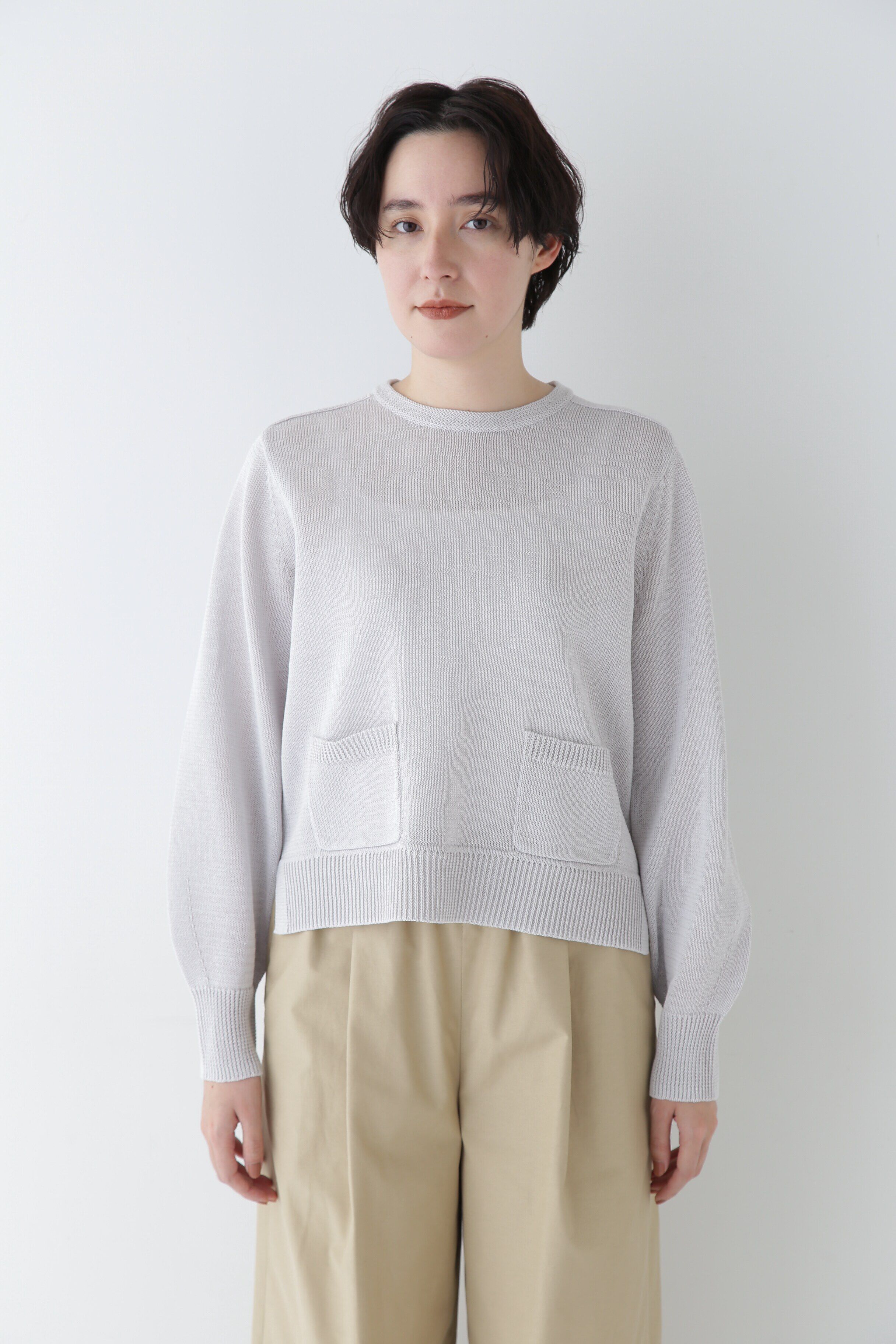  「◆【ウォッシャブル】ミドルゲージギマポケット付プルオーバー」|ニット・セーター|