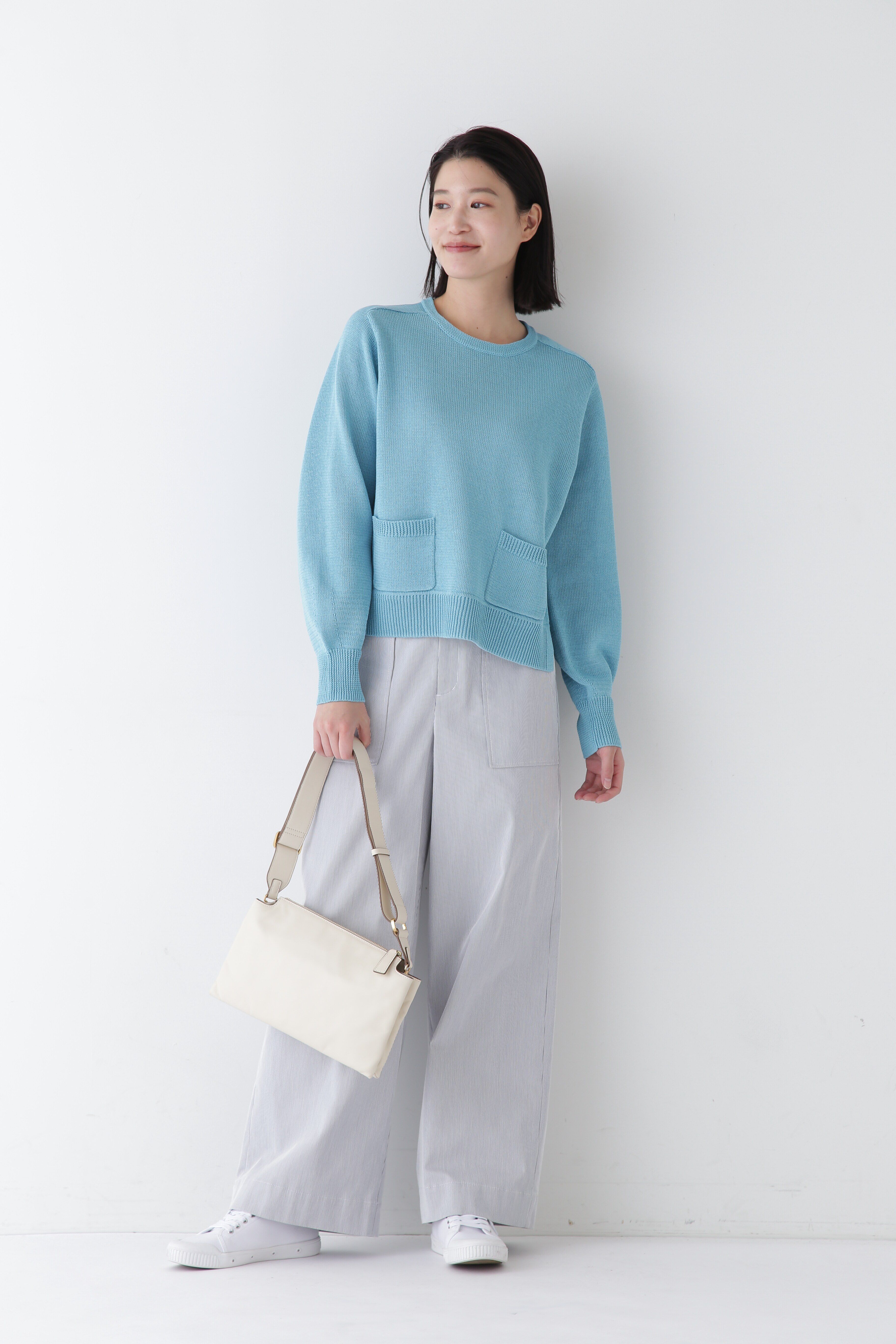  「◆【ウォッシャブル】ミドルゲージギマポケット付プルオーバー」|ニット・セーター|