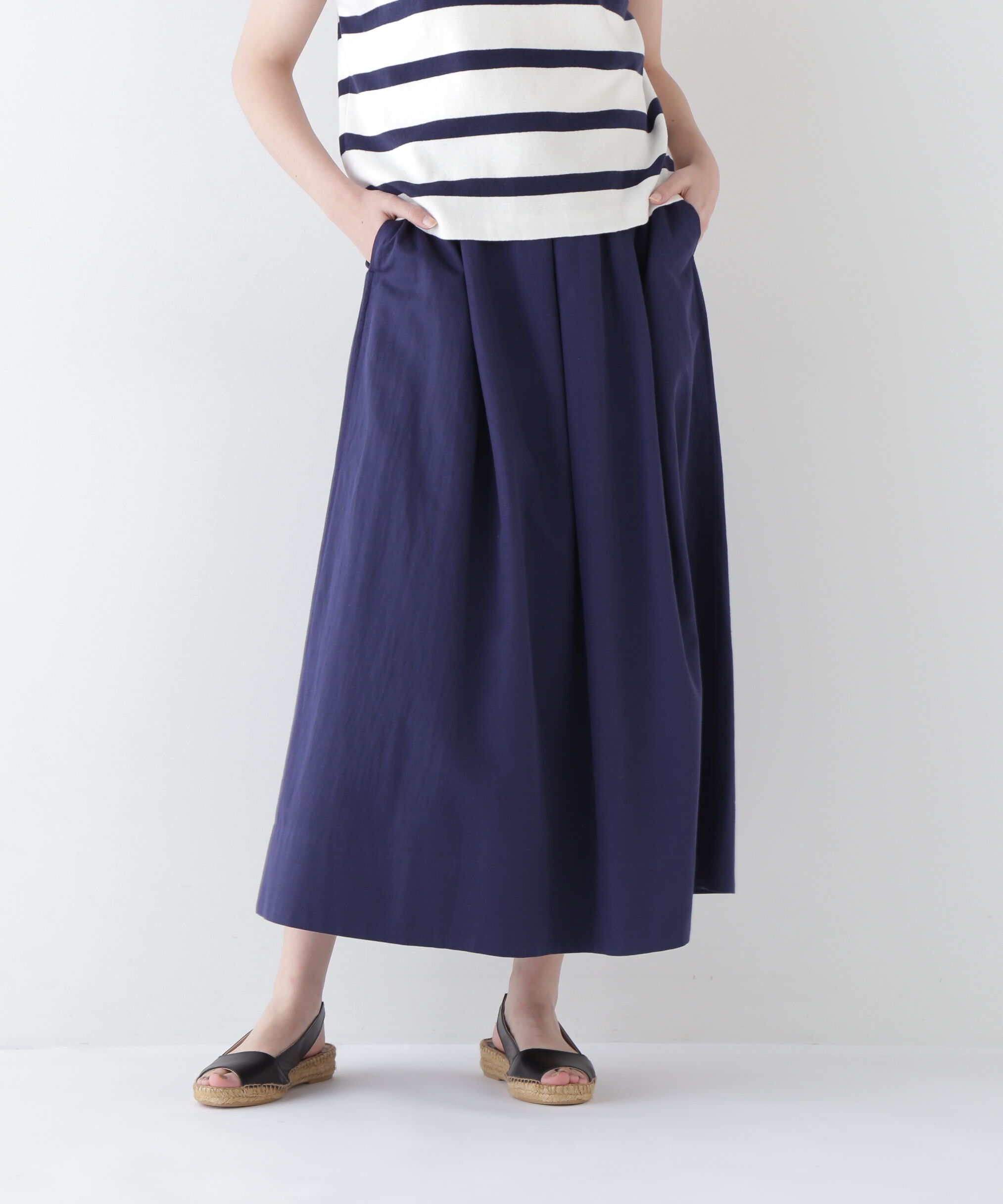  「◆コットンヘンプサテンボリュームボックスタックスカート」|スカート|