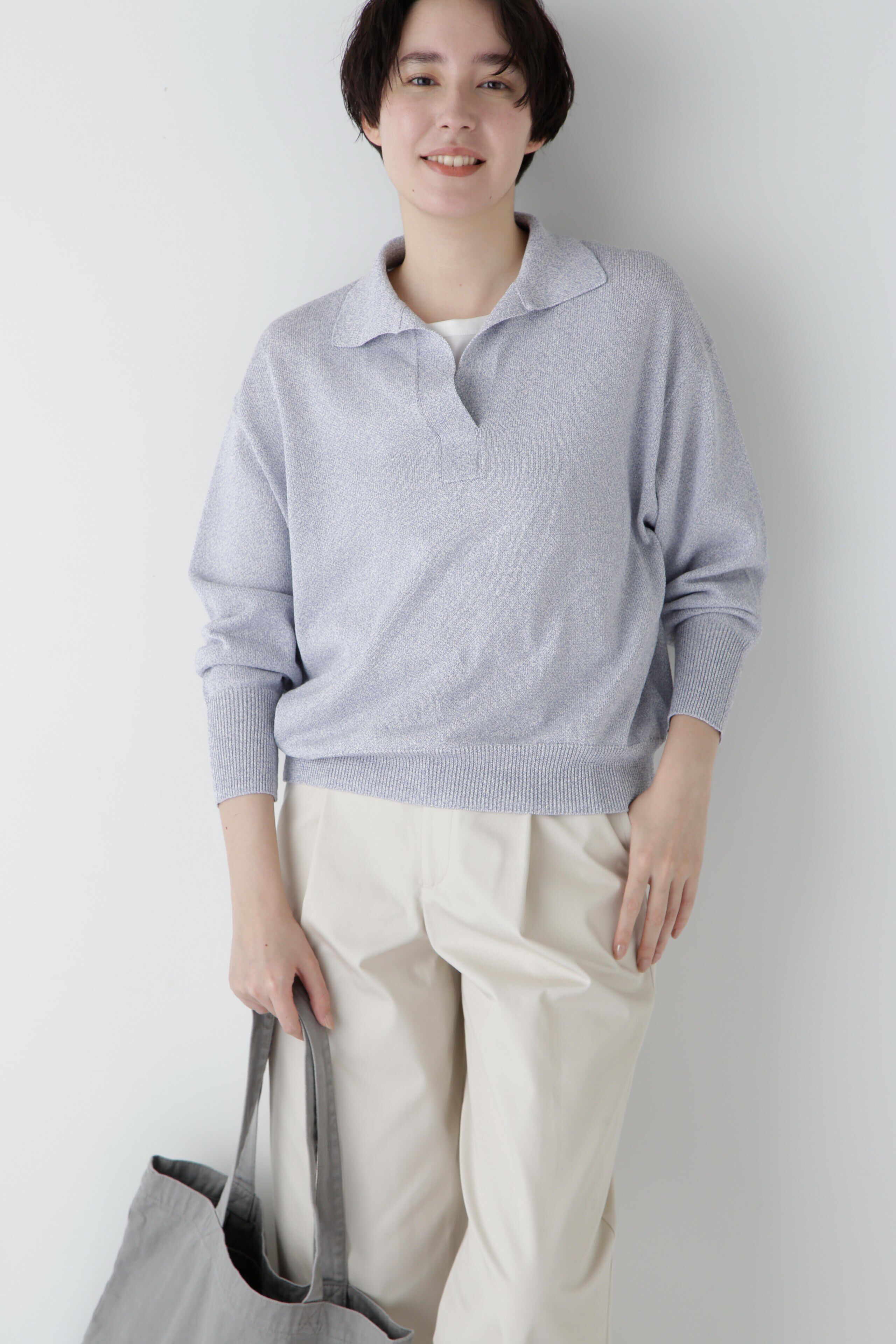  「◆【ウォッシャブル】ペーパーヤーンセーラーカラートップス」|ニット・セーター|パープル