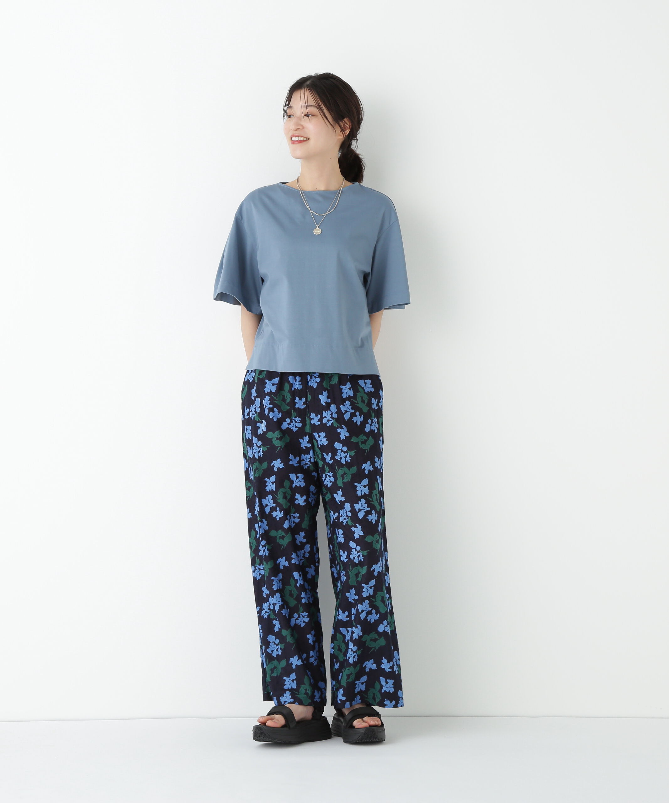  「◆インドドビーリーフプリントイージーセミワイドパンツ」|その他|