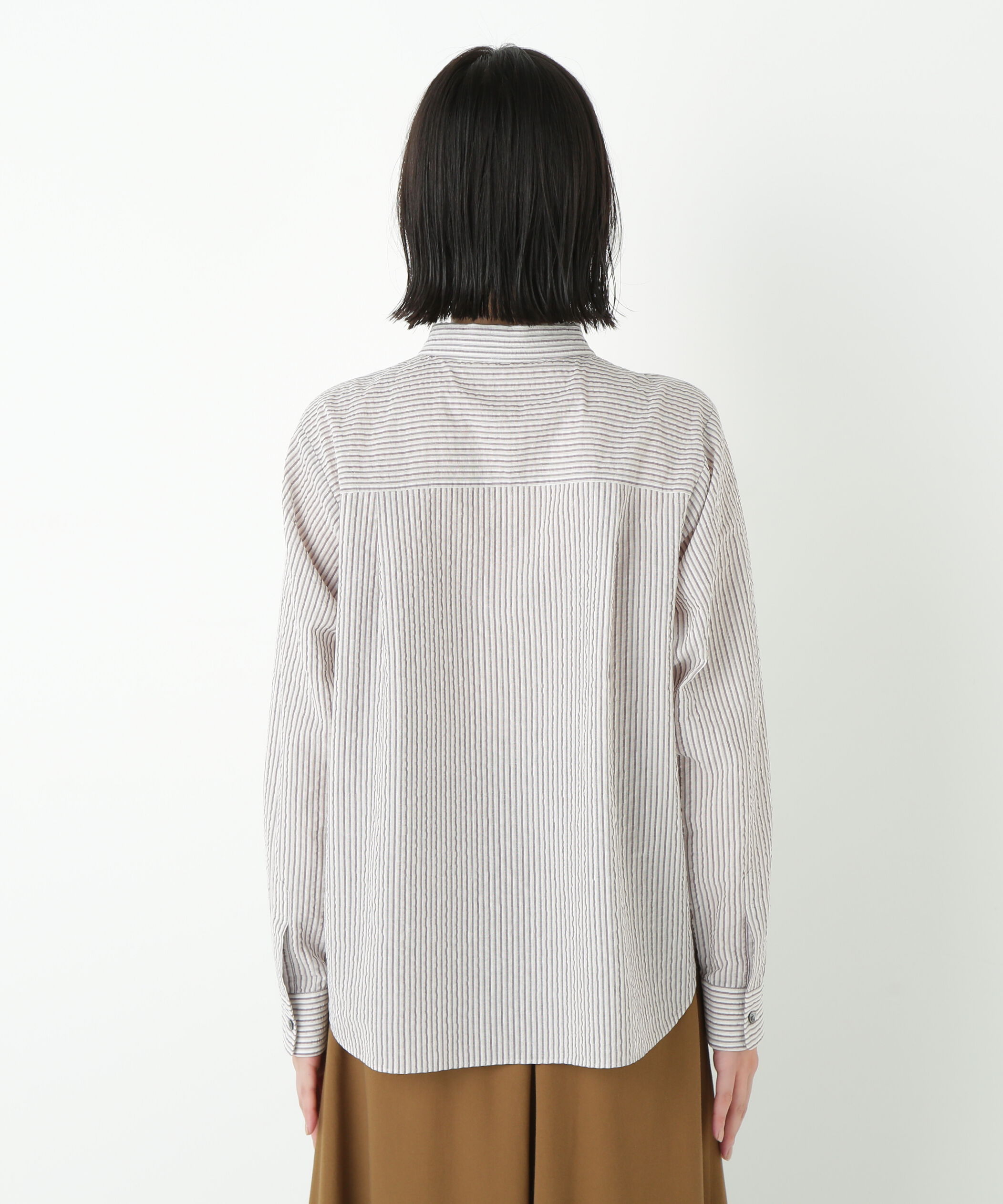  「◆パナマサッカーストライプシャツブラウス」|シャツ・ブラウス|