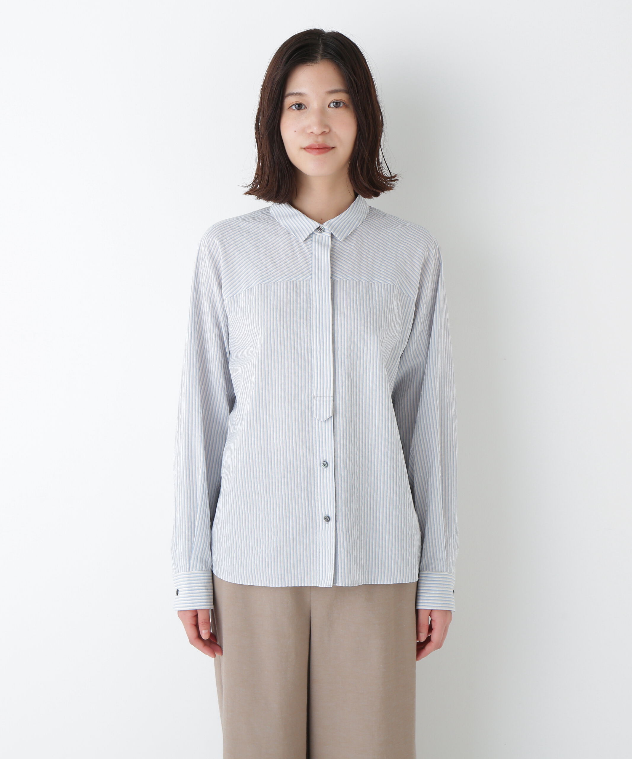  「◆パナマサッカーストライプシャツブラウス」|シャツ・ブラウス|