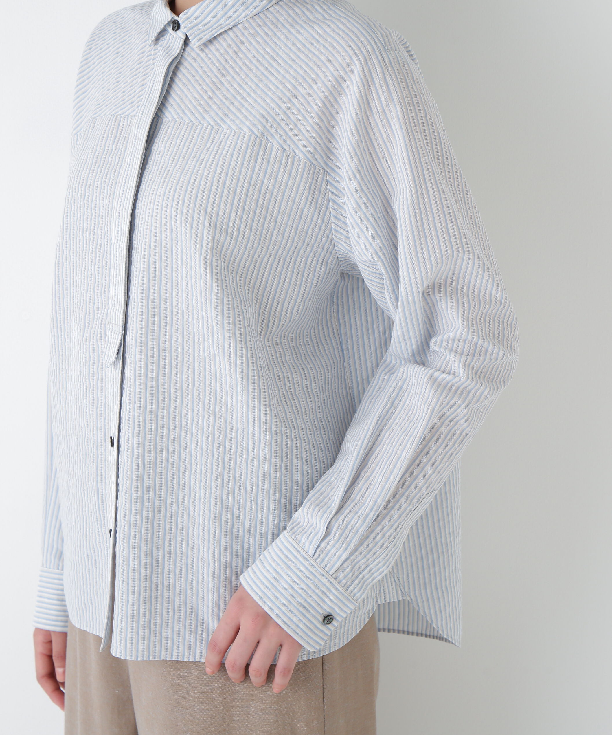  「◆パナマサッカーストライプシャツブラウス」|シャツ・ブラウス|