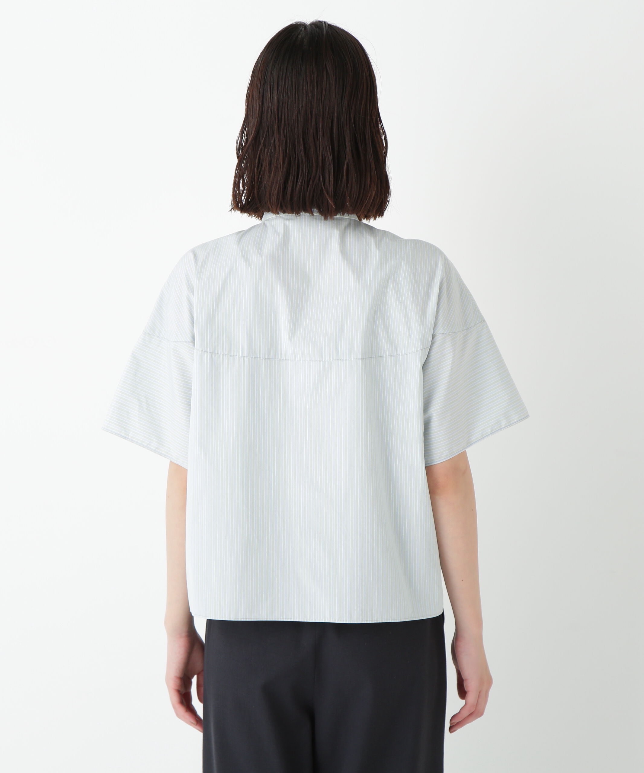  「◆ストライプローン６分袖ブラウス」|シャツ・ブラウス|