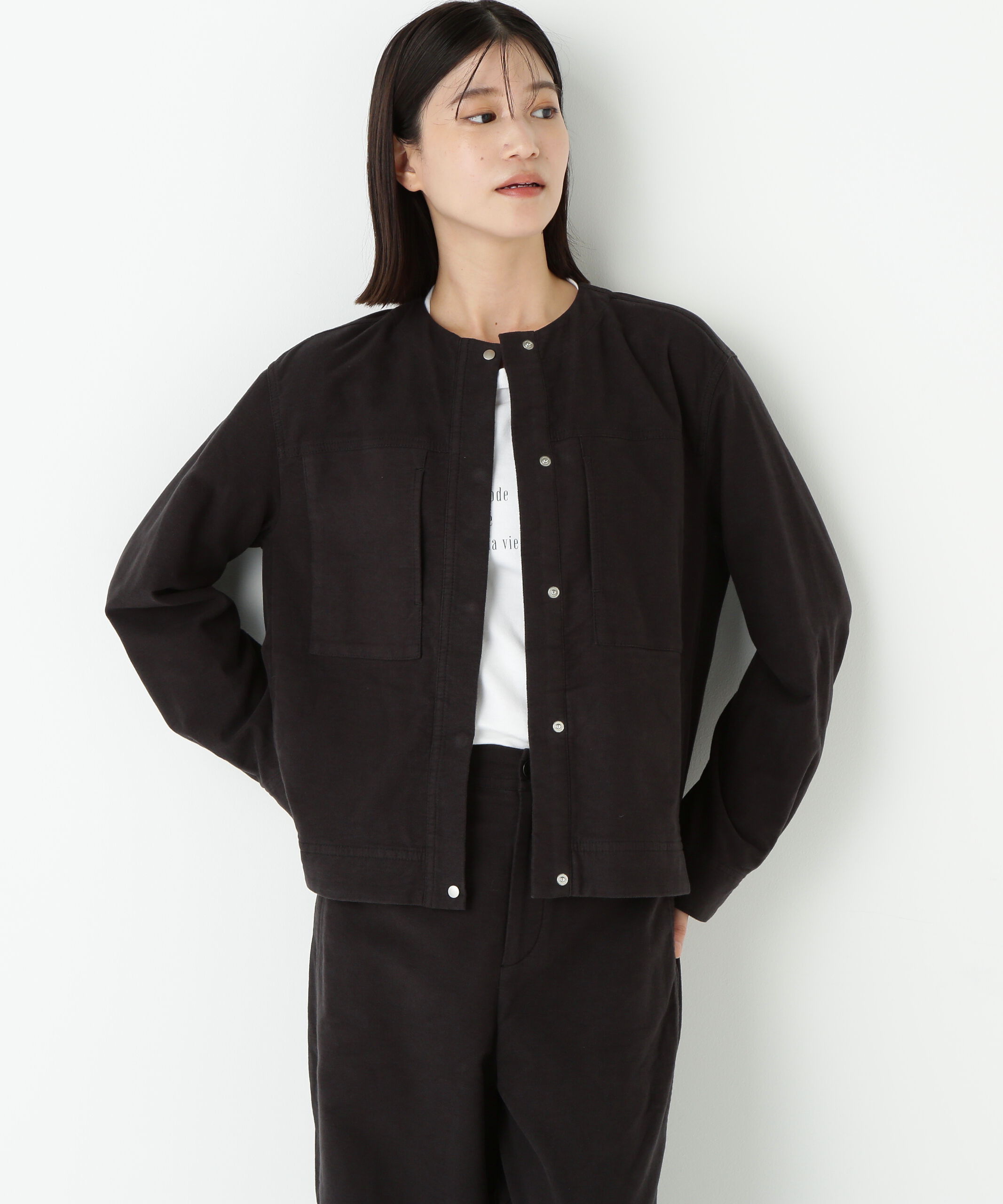  「◆ストレッチエアリードットコードノーカラーブルゾン」|ブルゾン・スタジャン|