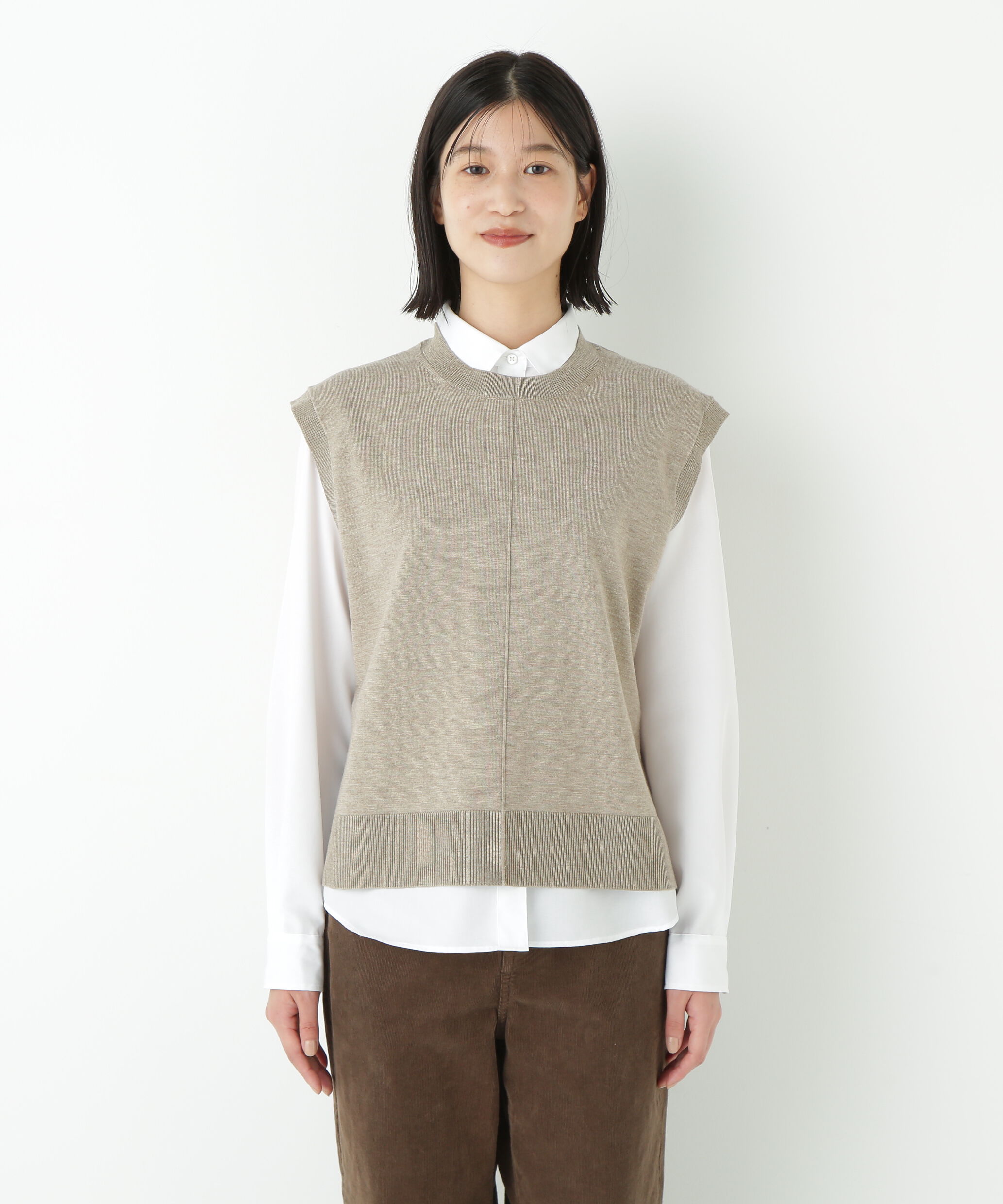  「◆ハーゲージクルーネックニットベスト」|ニット・セーター|