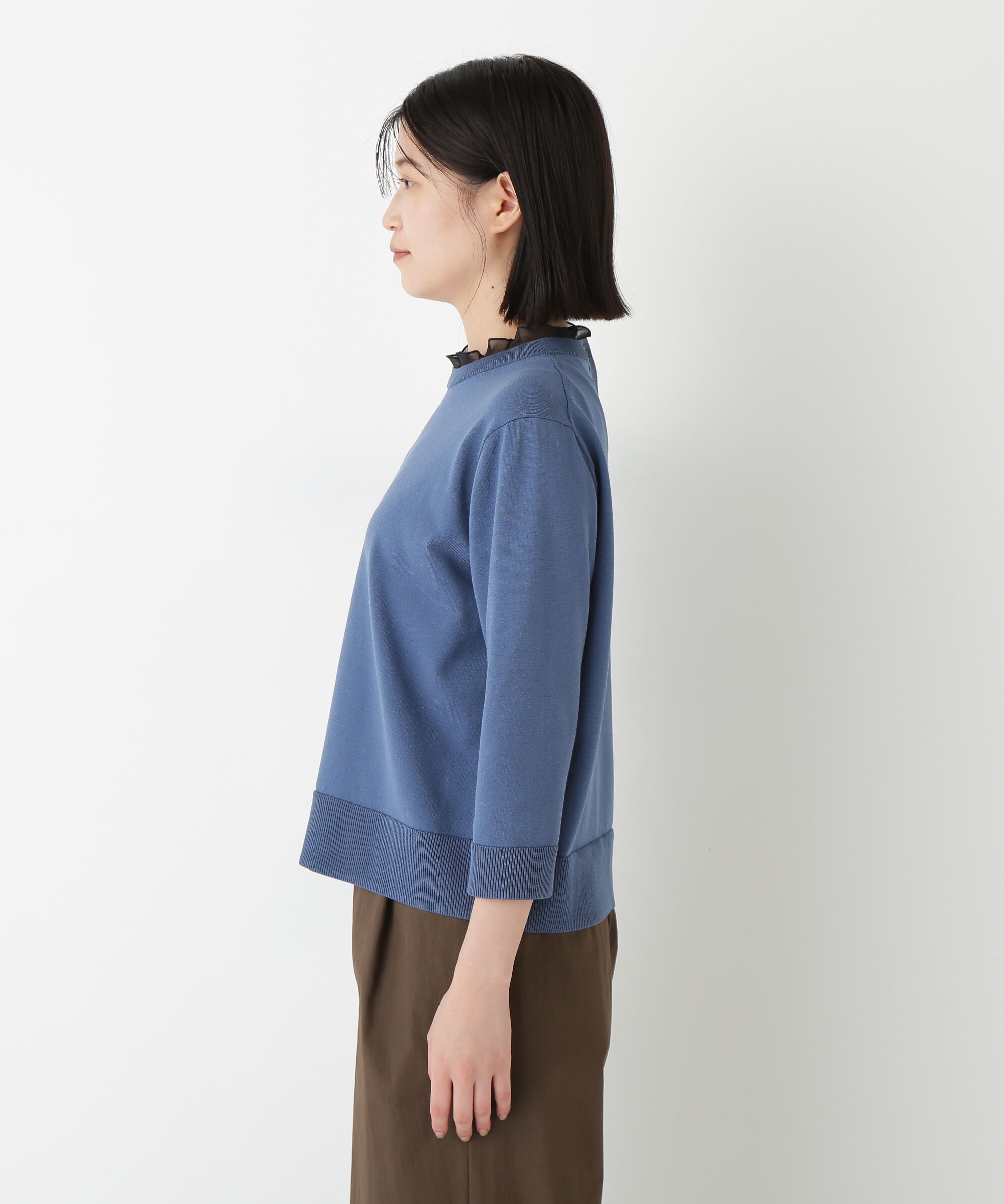  「◆綿ポリエステル取外し衿付プルオーバー」|ニット・セーター|