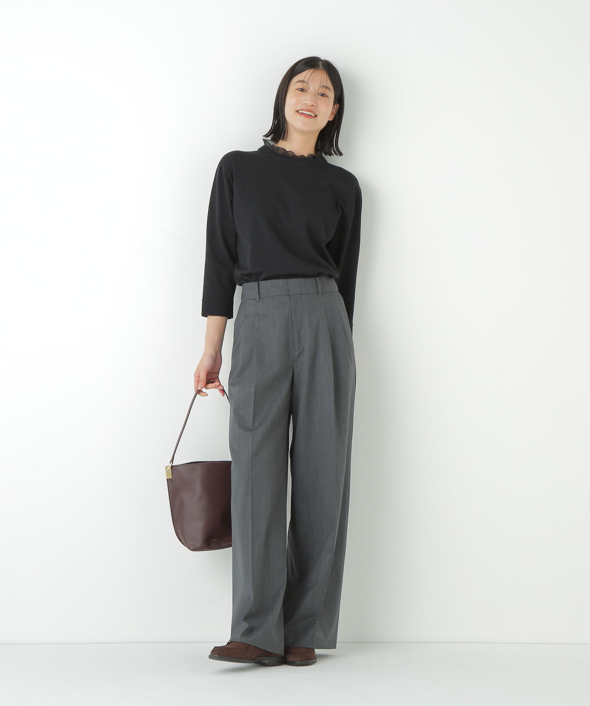  「◆綿ポリエステル取外し衿付プルオーバー」|ニット・セーター|