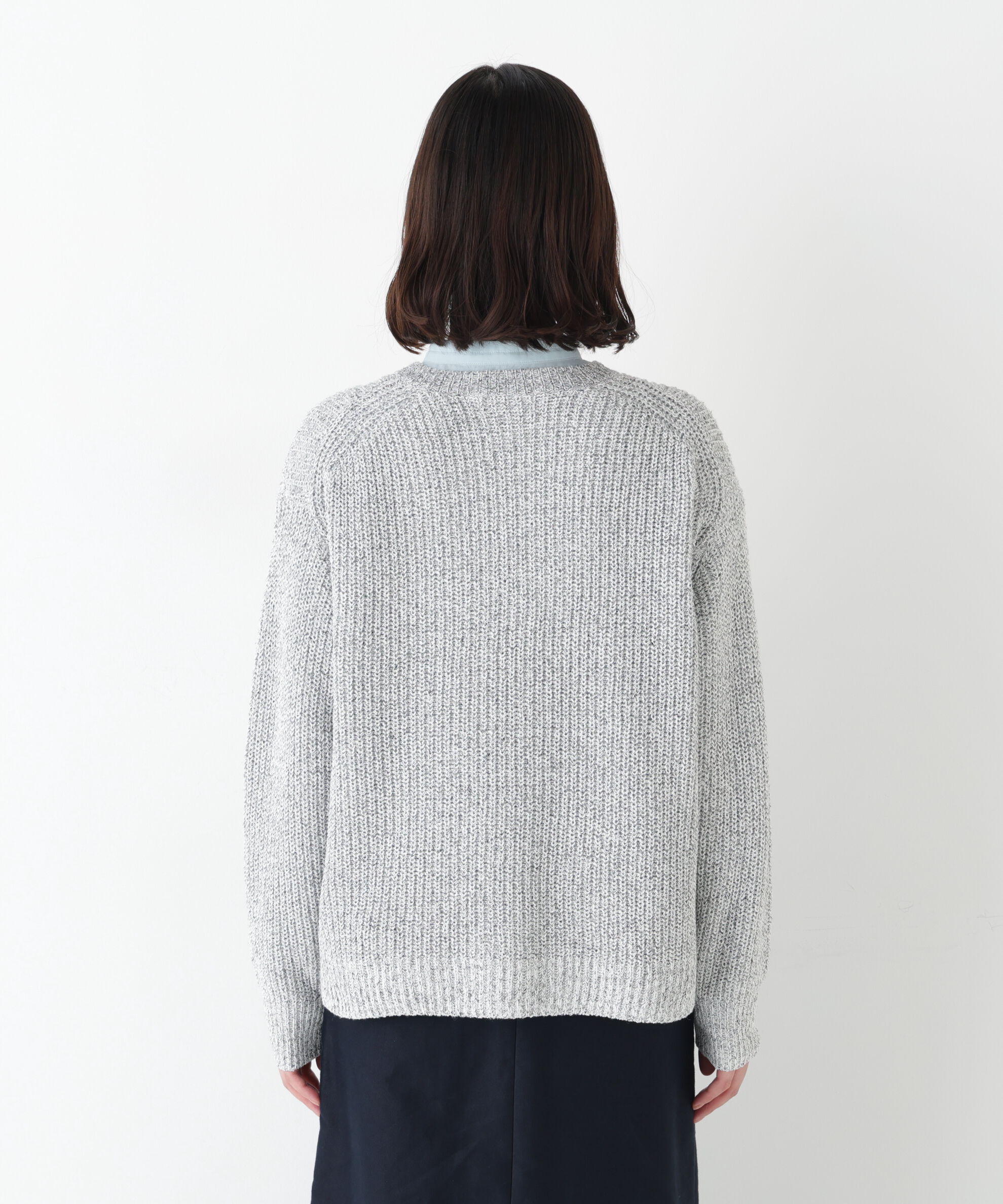  「◆ネップ入ペーパーヤーン片畦クルーネックプルオーバー」|ニット・セーター|