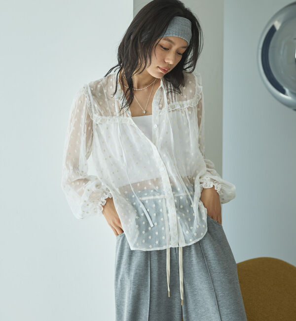 Doux archives「フラワー刺繍シアーブラウス」|シャツ・ブラウス|