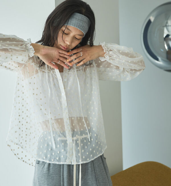 Doux archives「フラワー刺繍シアーブラウス」|シャツ・ブラウス|
