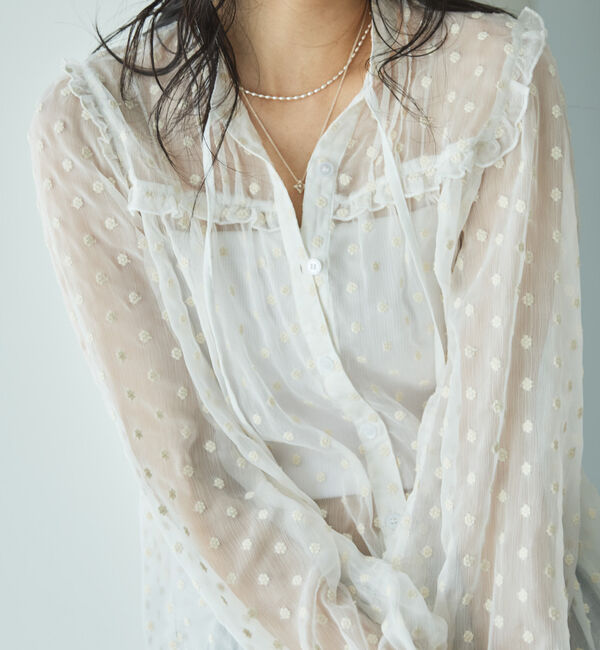 Doux archives「フラワー刺繍シアーブラウス」|シャツ・ブラウス|