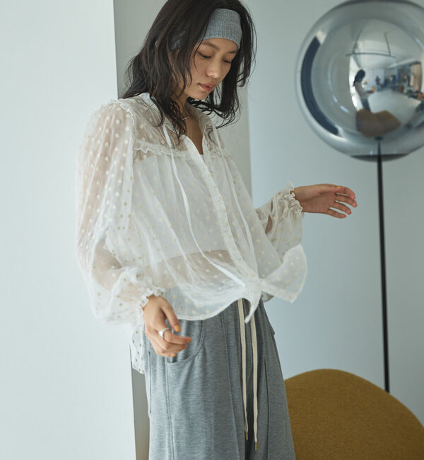 Doux archives「フラワー刺繍シアーブラウス」|シャツ・ブラウス|