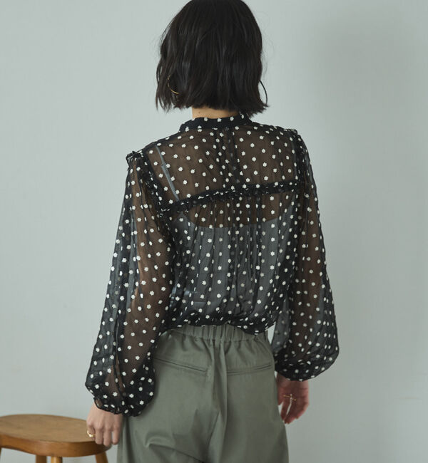 Doux archives「フラワー刺繍シアーブラウス」|シャツ・ブラウス|