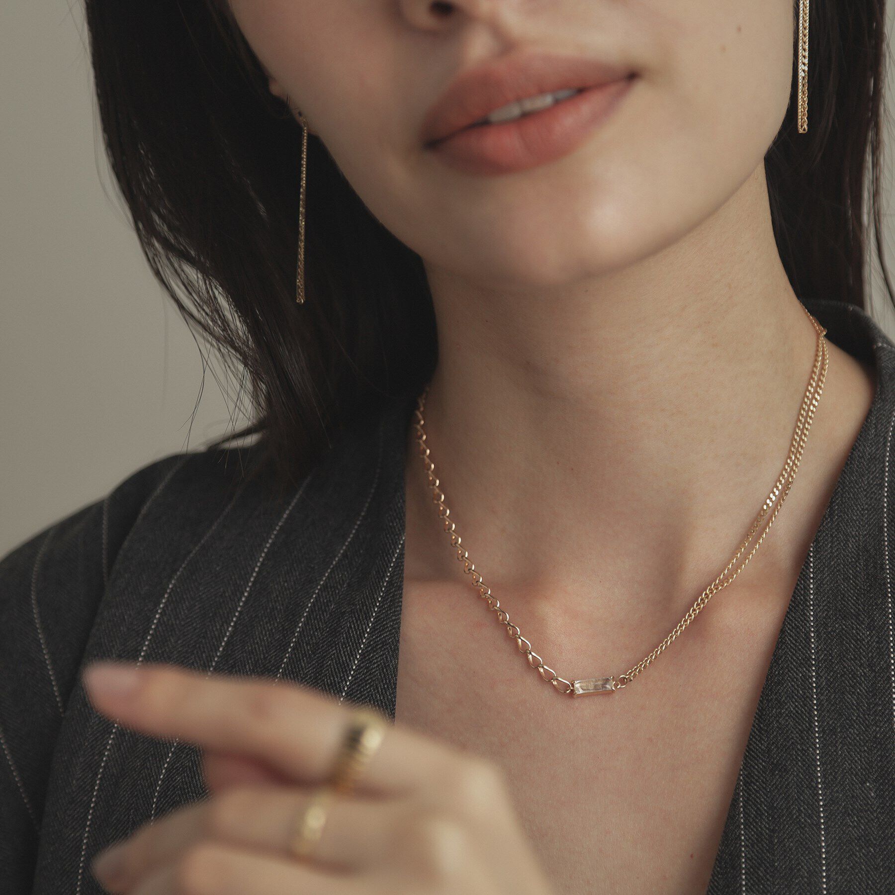 COCOSHNIK「K10クォーツ キヘイセパレート ネックレス」|ネックレス|