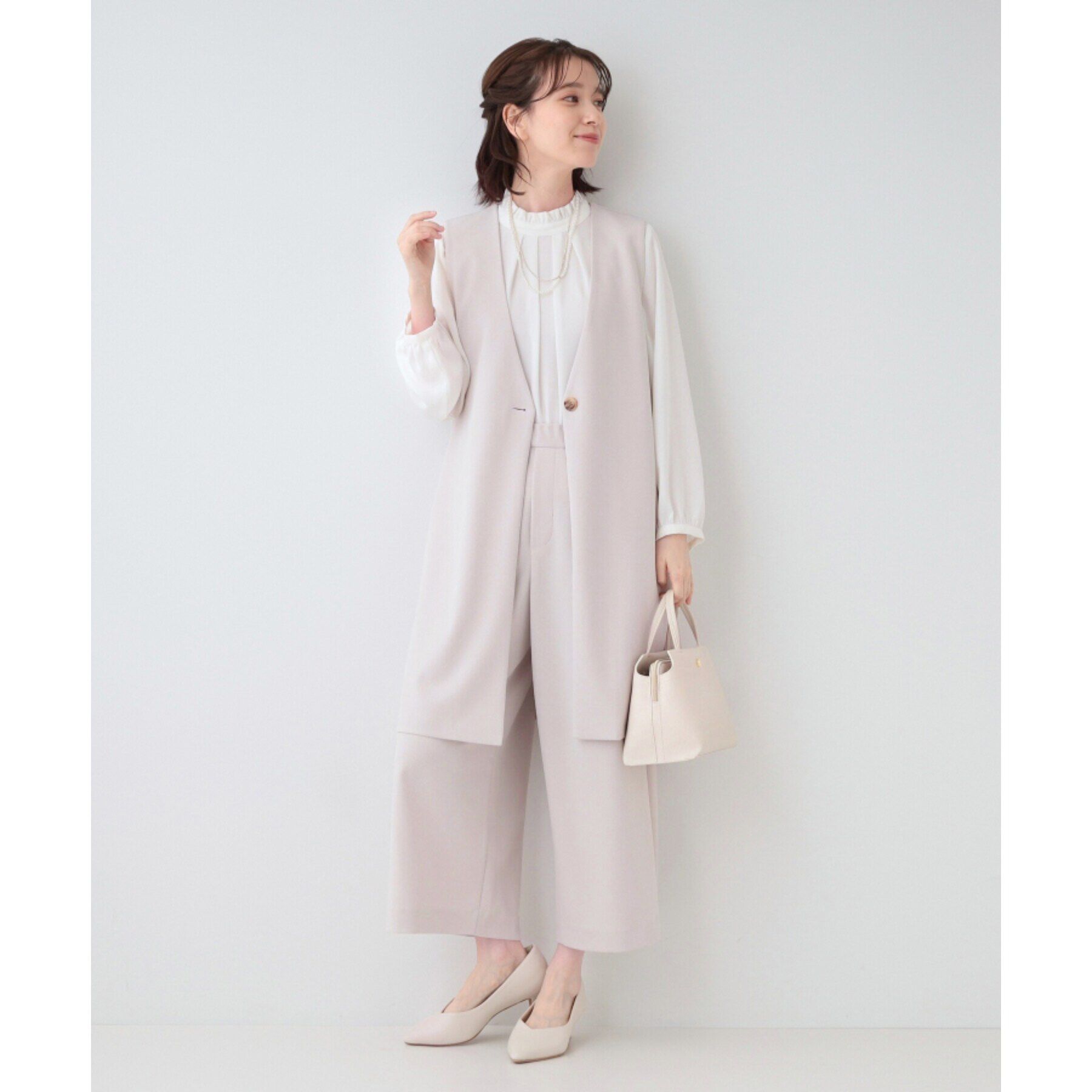 SHOO･LA･RUE「【洗える/S-3L/セットアップ可】セレモニーや通勤にも カットジョーゼット ジレ」|ベスト・ジレ|