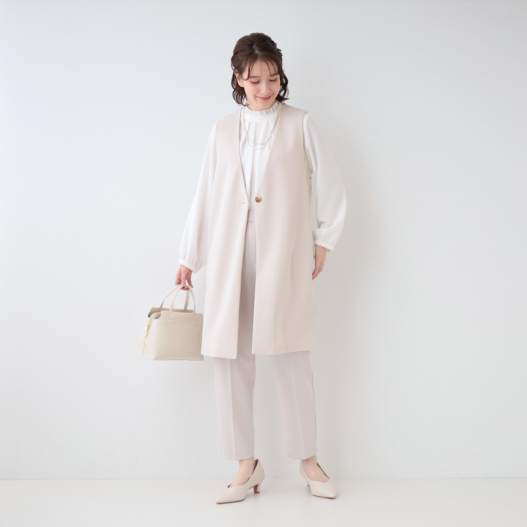 SHOO･LA･RUE「【洗える/S-3L/セットアップ可】セレモニーや通勤にも カットジョーゼット ジレ」|ベスト・ジレ|