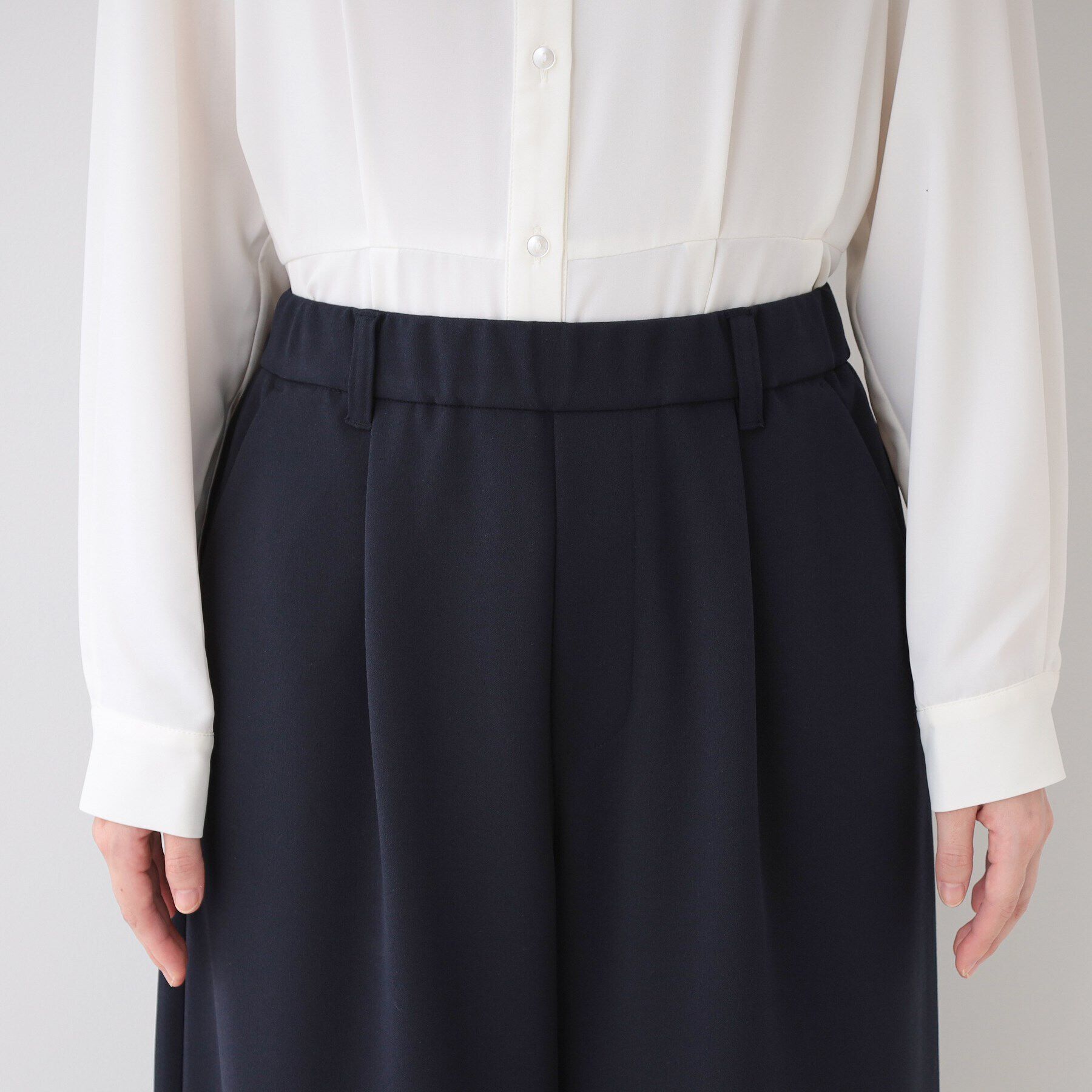 SHOO･LA･RUE「【洗える/S-3L/セットアップ可】セレモニーからデイリーに カットジョーゼット ワイドパンツ」|その他|