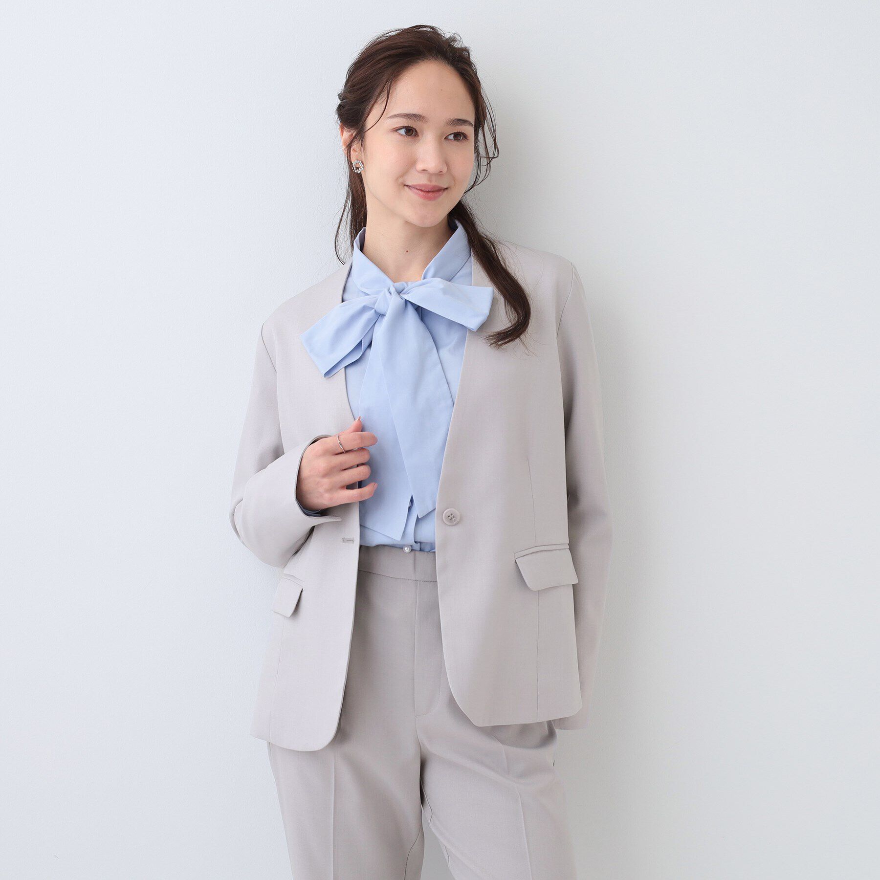 SHOO･LA･RUE「【S-LL/セットアップ可/通勤/セレモニー】ノーカラージャケット」|ノーカラージャケット|