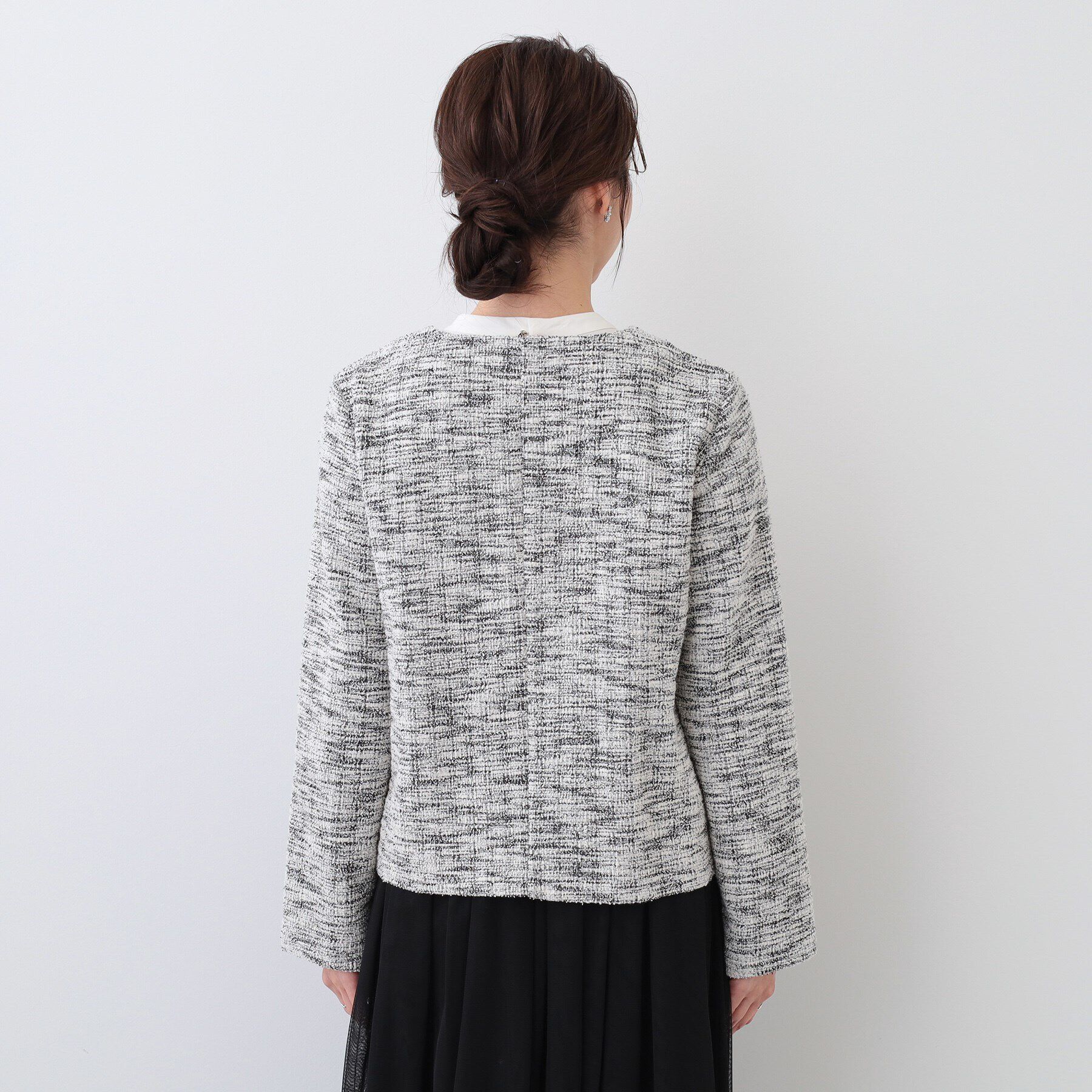 SHOO･LA･RUE「カットツイードジャケット」|ノーカラージャケット|