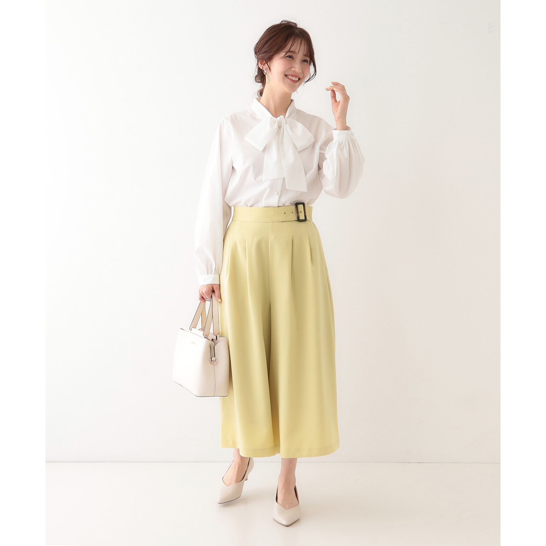 SHOO･LA･RUE「【S-LL】お顔回りを華やかに リボンタイブラウス」|シャツ・ブラウス|