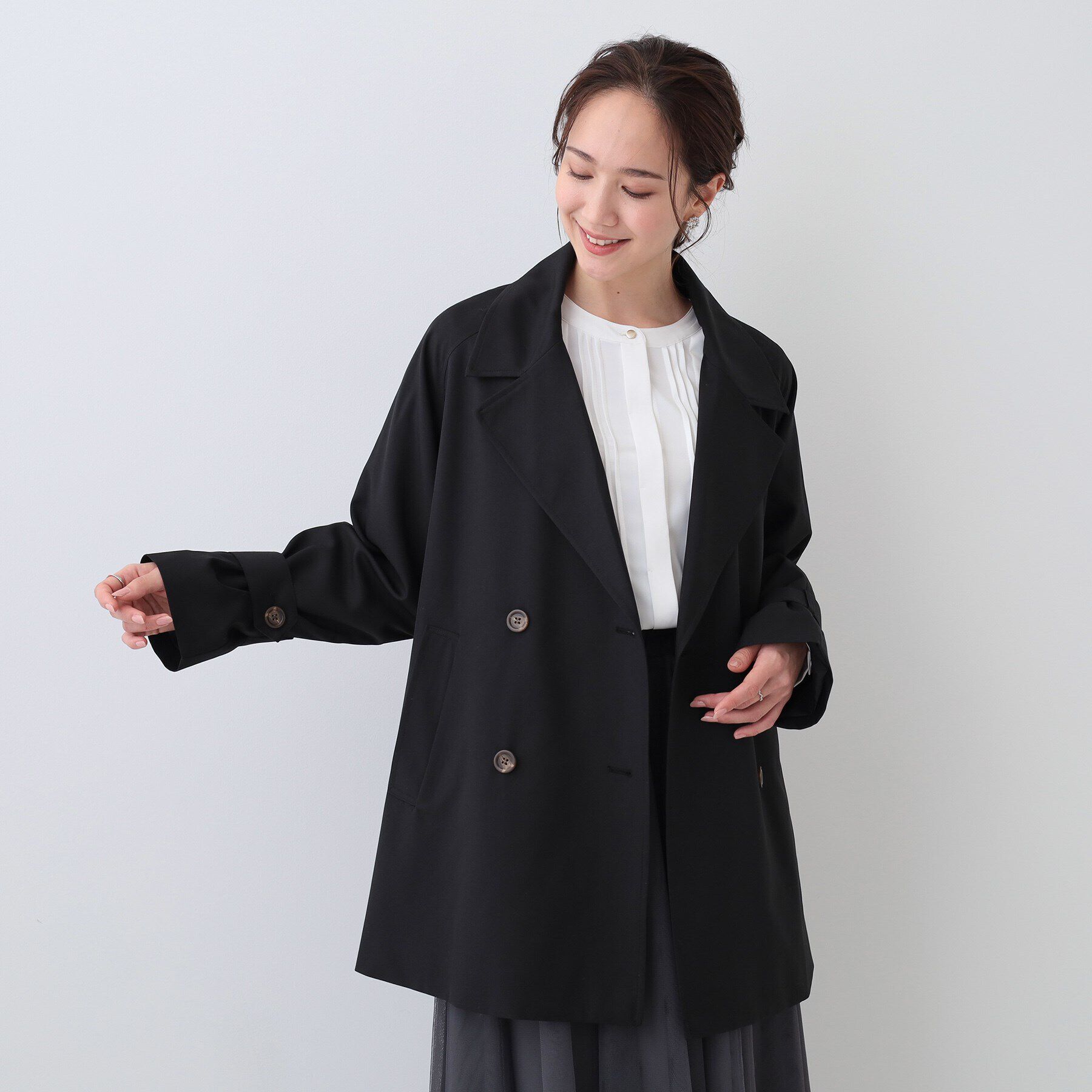 SHOO･LA･RUE「【S-LL/防花粉/撥水】ミドル丈トレンチコート」|トレンチコート|