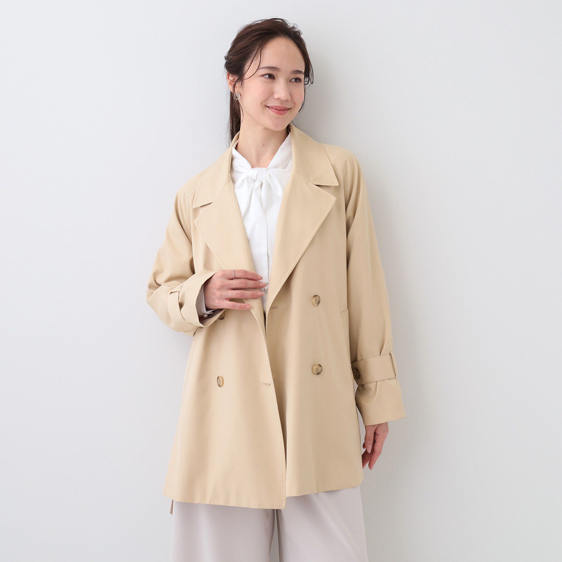 SHOO･LA･RUE「【S-LL/防花粉/撥水】ミドル丈トレンチコート」|トレンチコート|