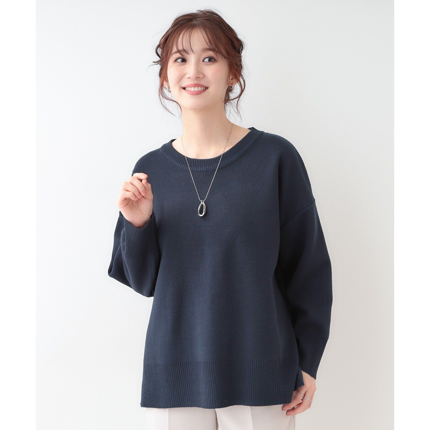 SHOO･LA･RUE「【S-LL/洗える】スウェットライク オーバーサイズニット」|ニット・セーター|