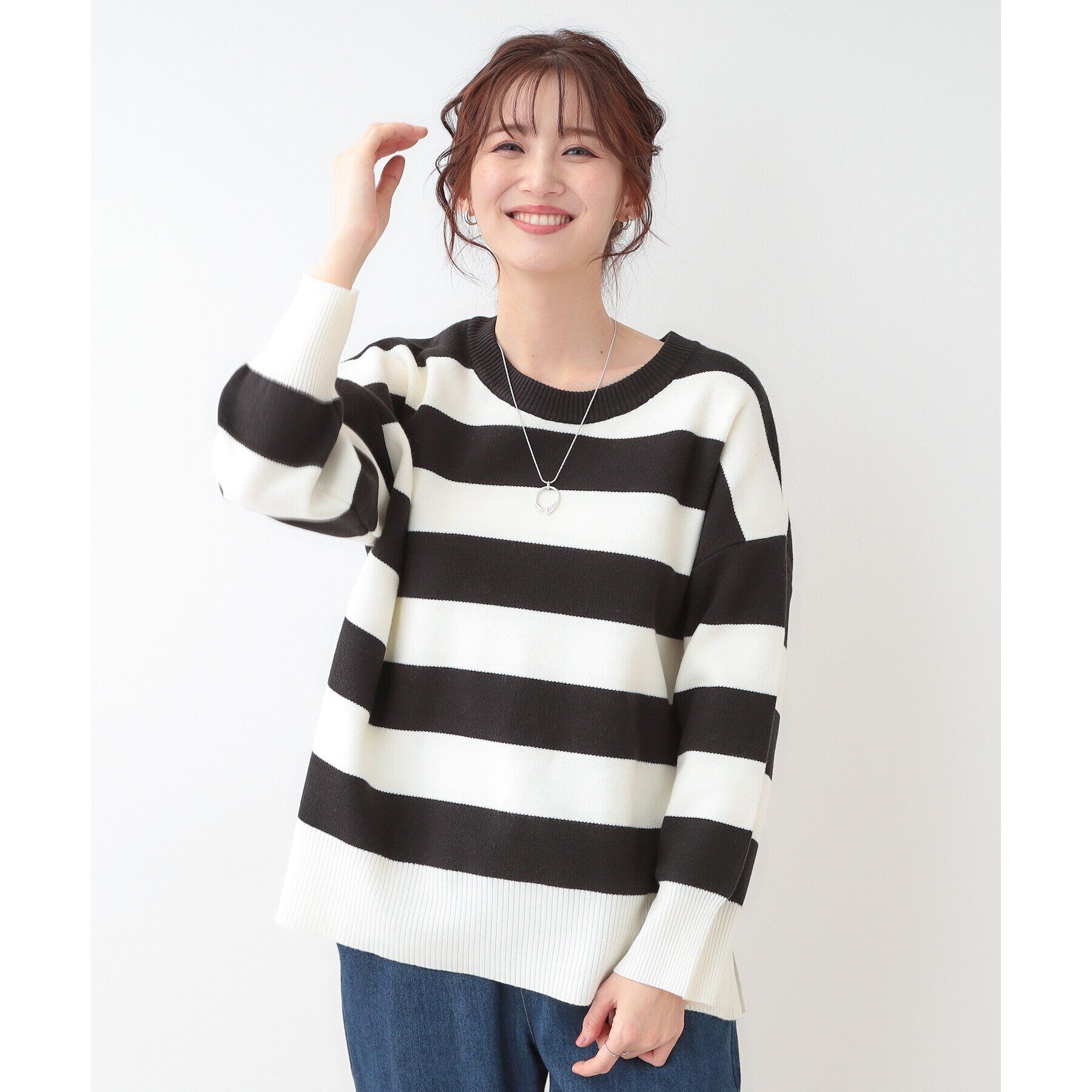 SHOO･LA･RUE「【S-LL/洗える】スウェットライク オーバーサイズニット」|ニット・セーター|