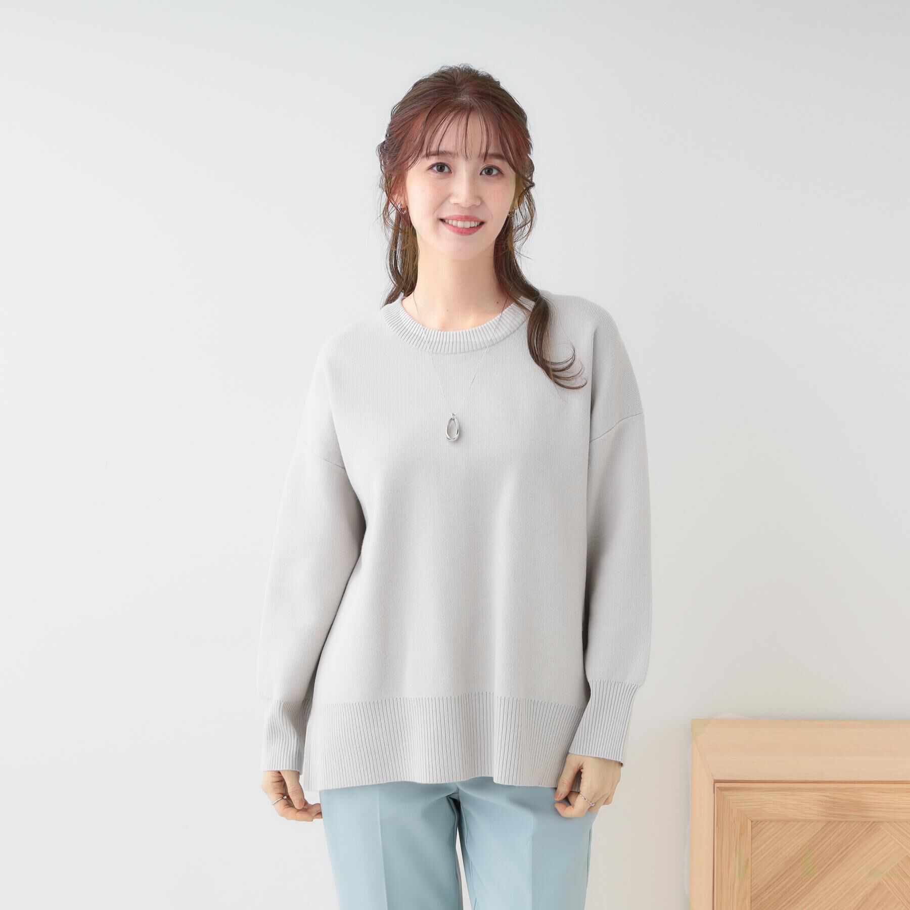 SHOO･LA･RUE「【S-LL/洗える】スウェットライク オーバーサイズニット」|ニット・セーター|