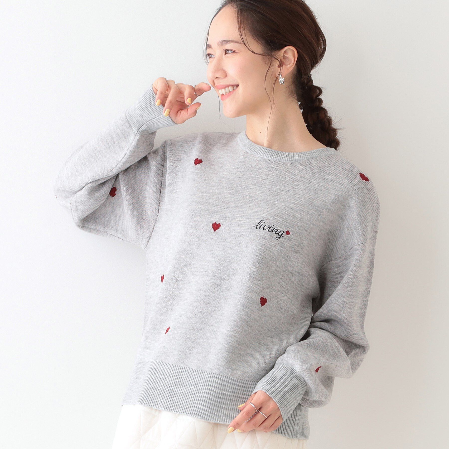 SHOO･LA･RUE「【S-LL】刺繍＆ジャカード 柄アソートニット」|ニット・セーター|ライトグレー(211