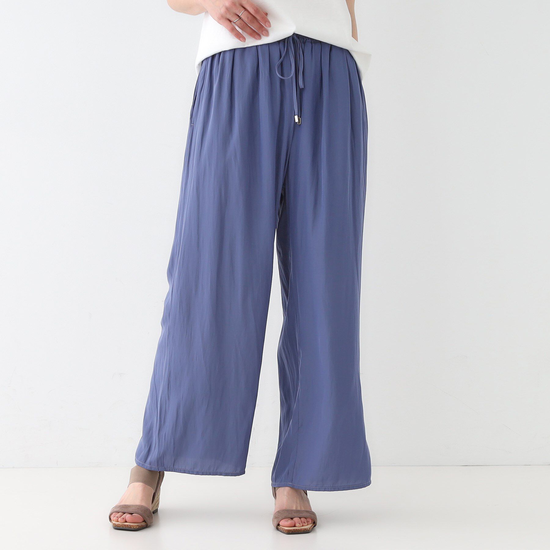 SHOO･LA･RUE「【高レビュー/着丈選べる】さらり柔らか マットサテンワイドパンツ」|その他|