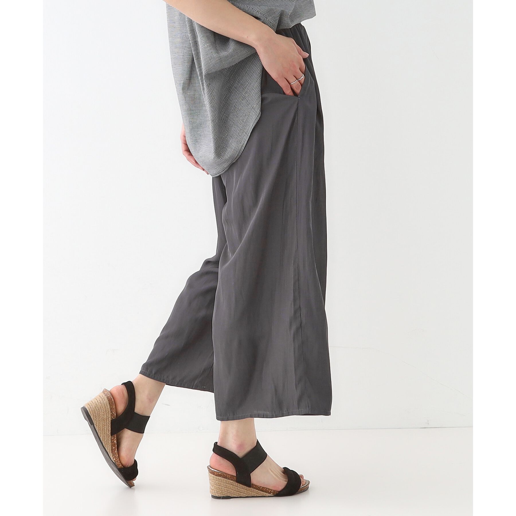 SHOO･LA･RUE「【高レビュー/着丈選べる】さらり柔らか マットサテンワイドパンツ」|その他|