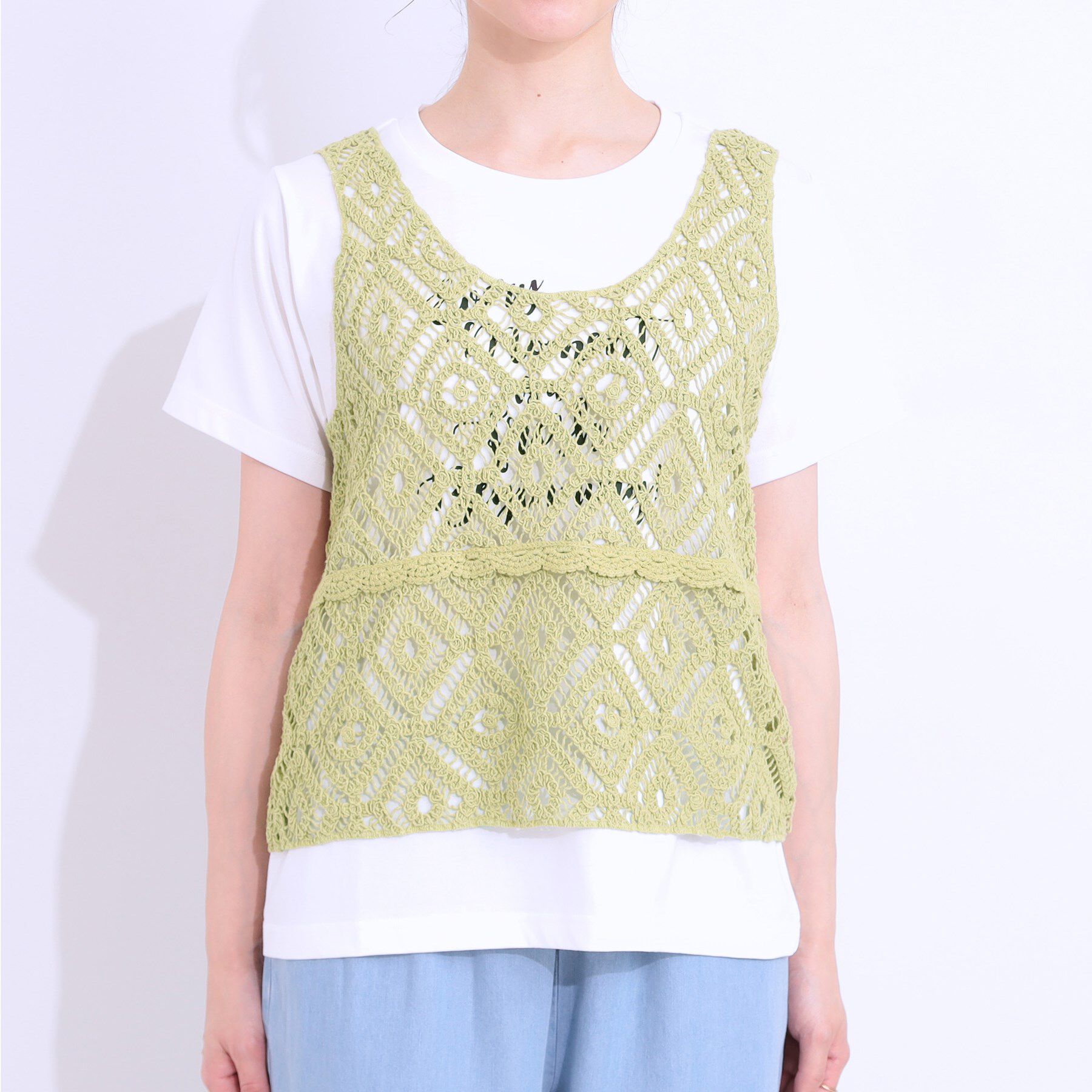 SHOO･LA･RUE「【S-LL/2点セット】大人カジュアルに レースビスチェ+プリントTシャツ」|その他|