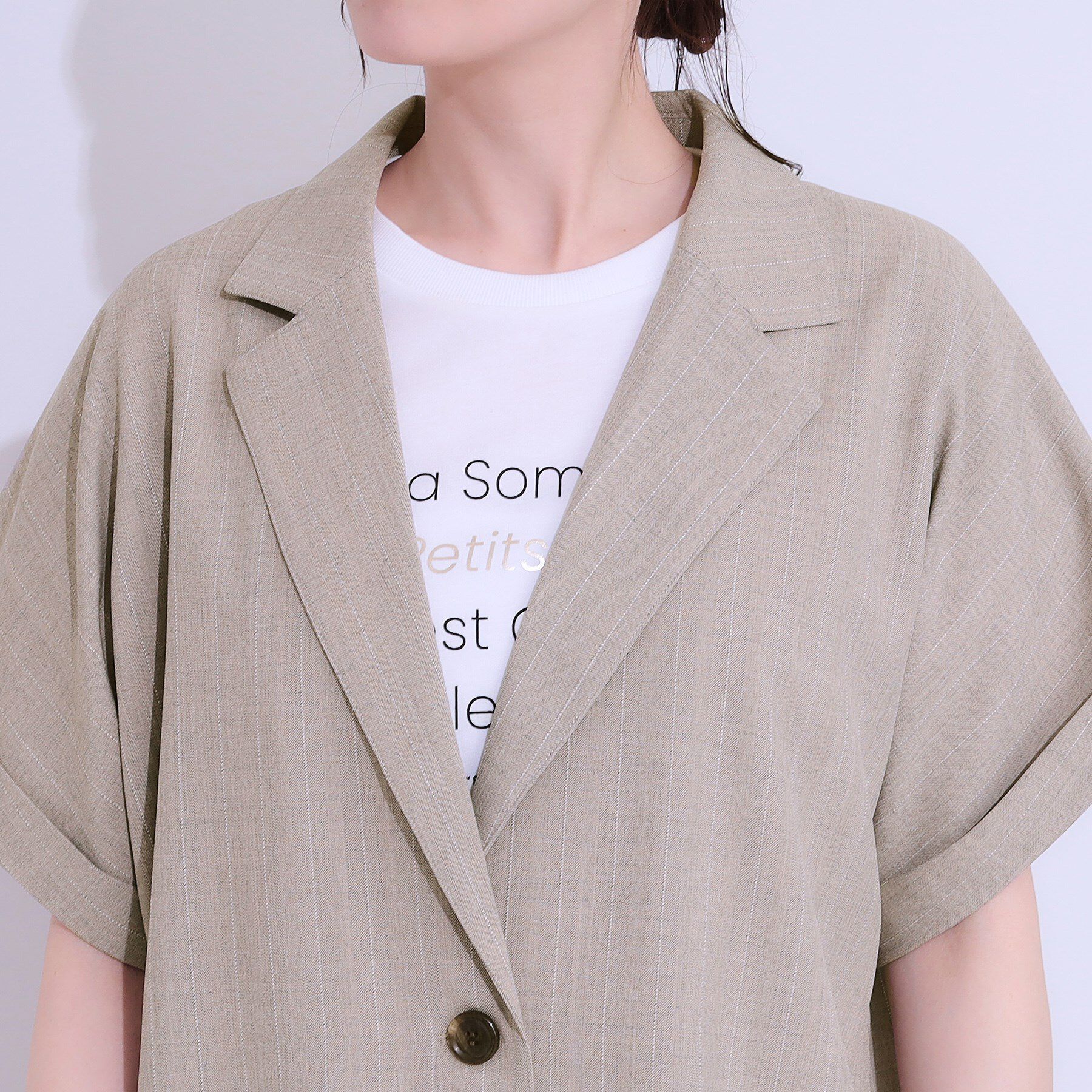 SHOO･LA･RUE「【セットアップ可】麻調半袖ジャケット」|テーラードジャケット|
