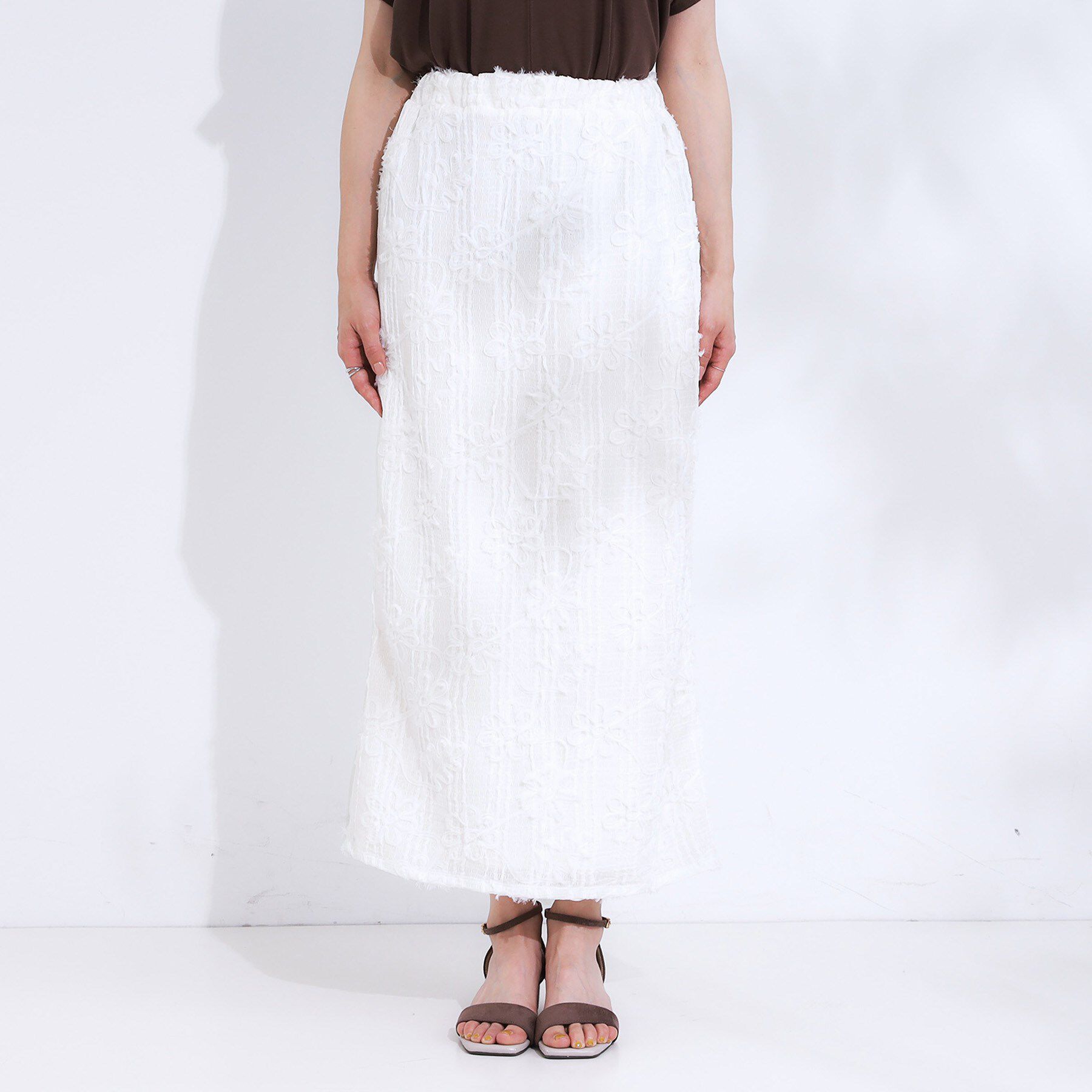 SHOO･LA･RUE「【S-LL】花柄レースナロースカート」|スカート|