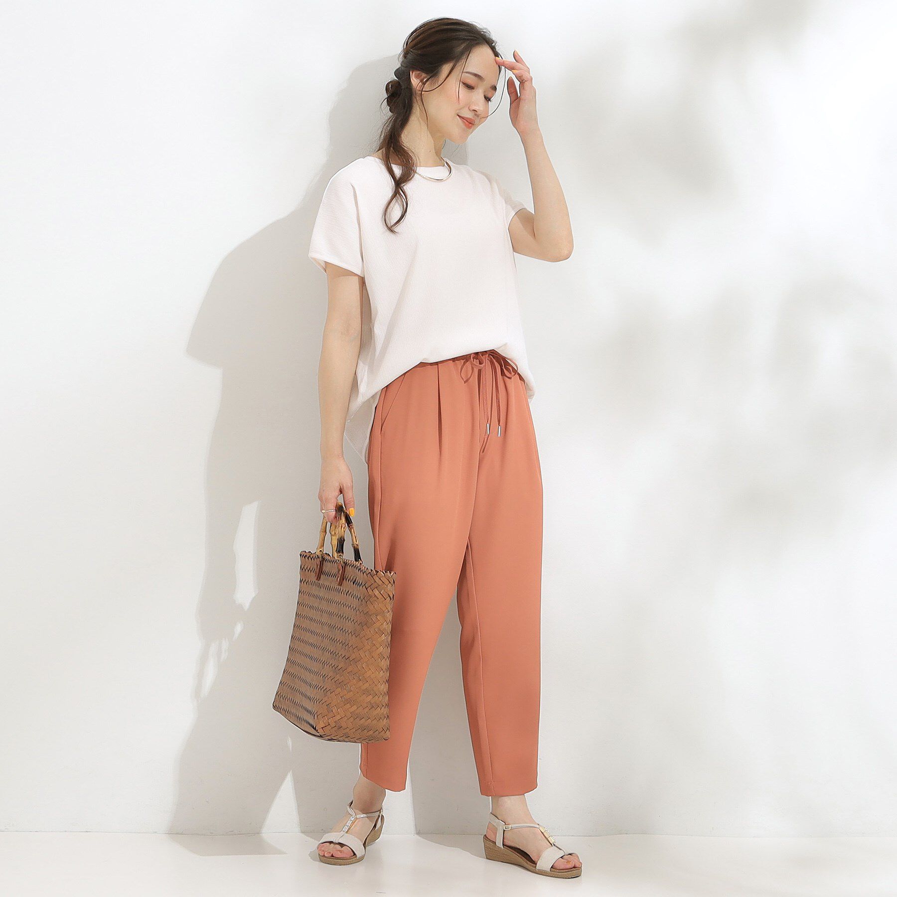 SHOO･LA･RUE「【S-LL】ブラウス見えする 軽やかな着心地の しぼしぼトップス」|Tシャツ・カットソー|