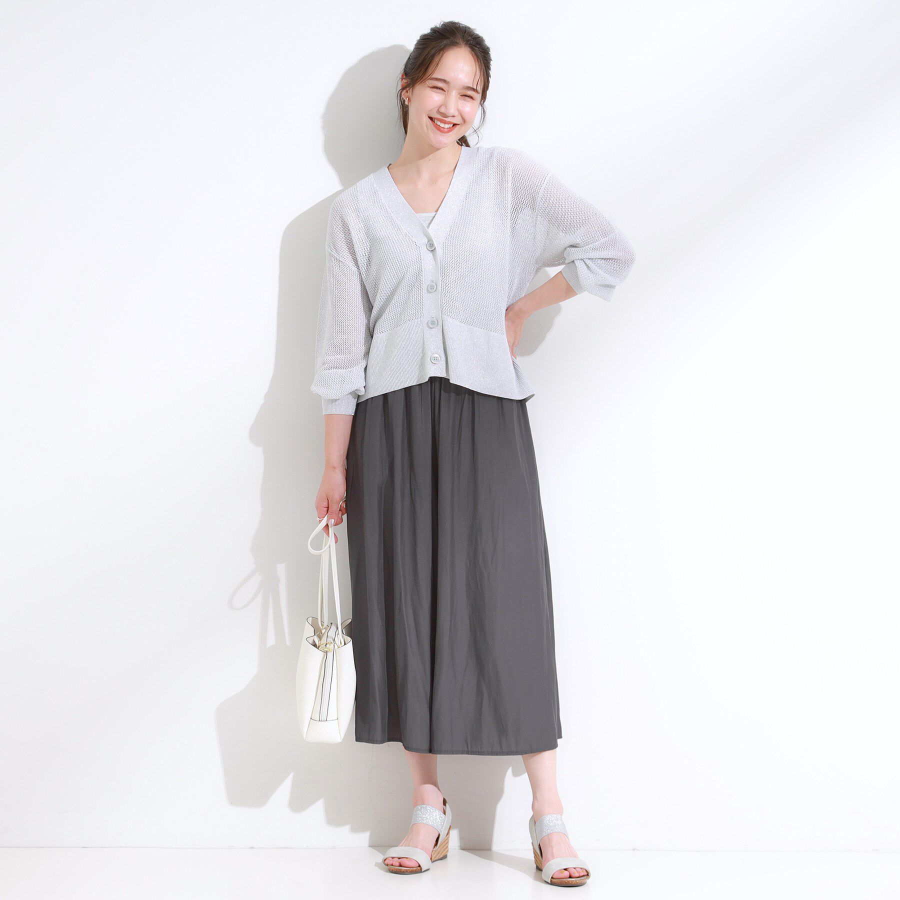 SHOO･LA･RUE「【S-LL/裏地ひんやり】スカート見えで上品に マットサテンスカーチョ」|その他|