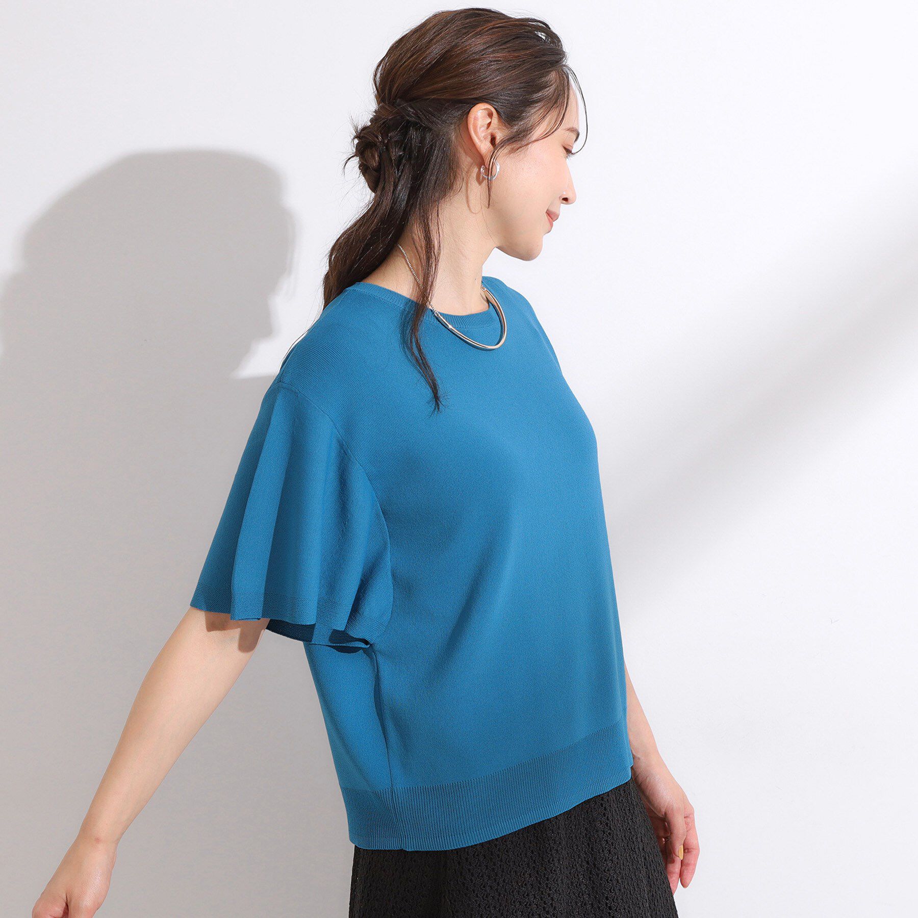 SHOO･LA･RUE「【S-LL】二の腕はカバーして魅せる フレアスリーブニット」|ニット・セーター|