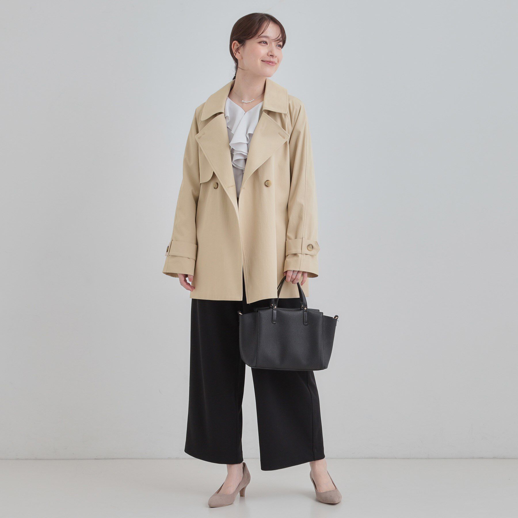 SHOO･LA･RUE「【S-LL/撥水】通勤やお出かけにも活躍 ミドルトレンチコート」|トレンチコート|