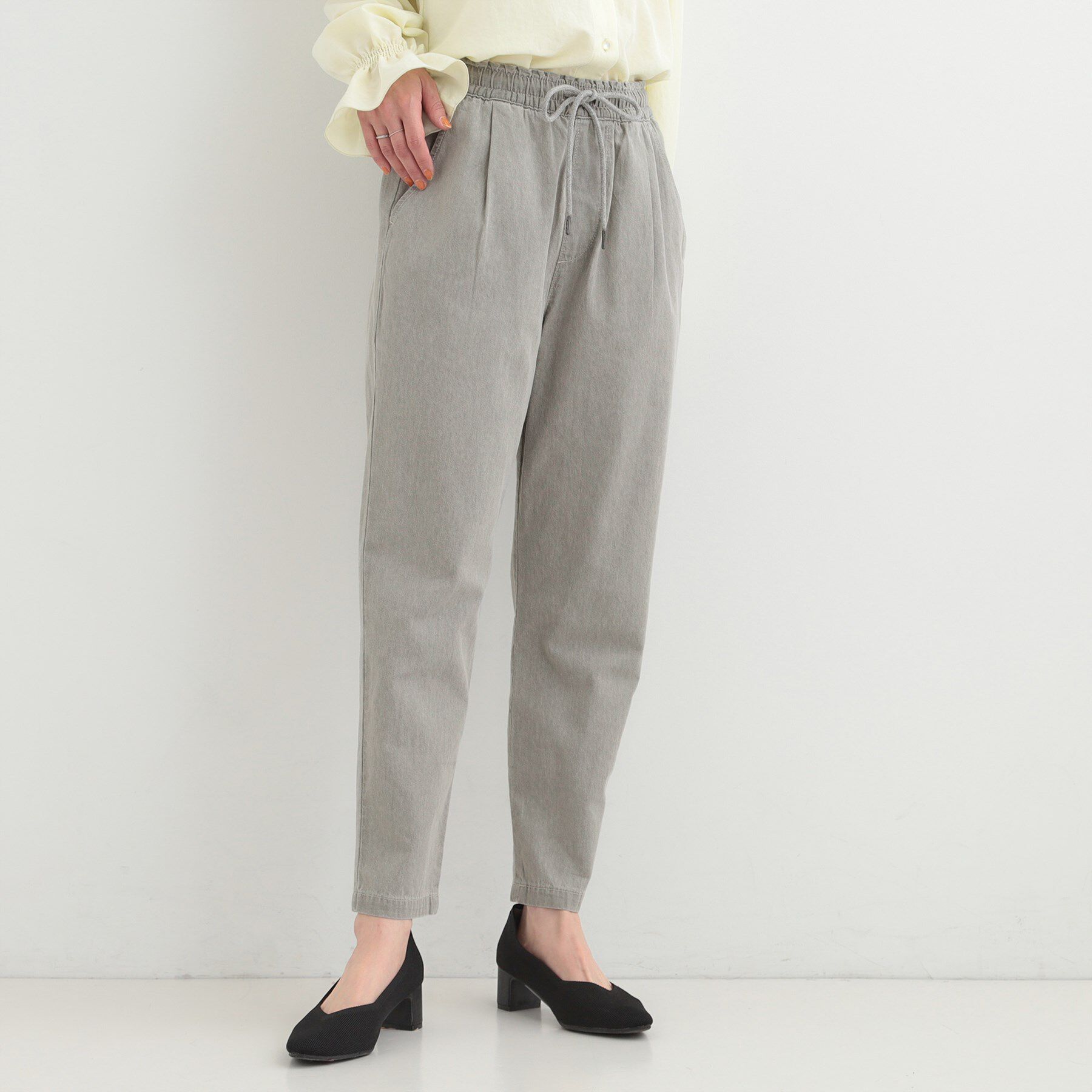 SHOO･LA･RUE「【ライトオンスデニム/S-LL/洗濯機可】夏でもはける らくらくイージーデニムテーパードパンツ」|デニム|