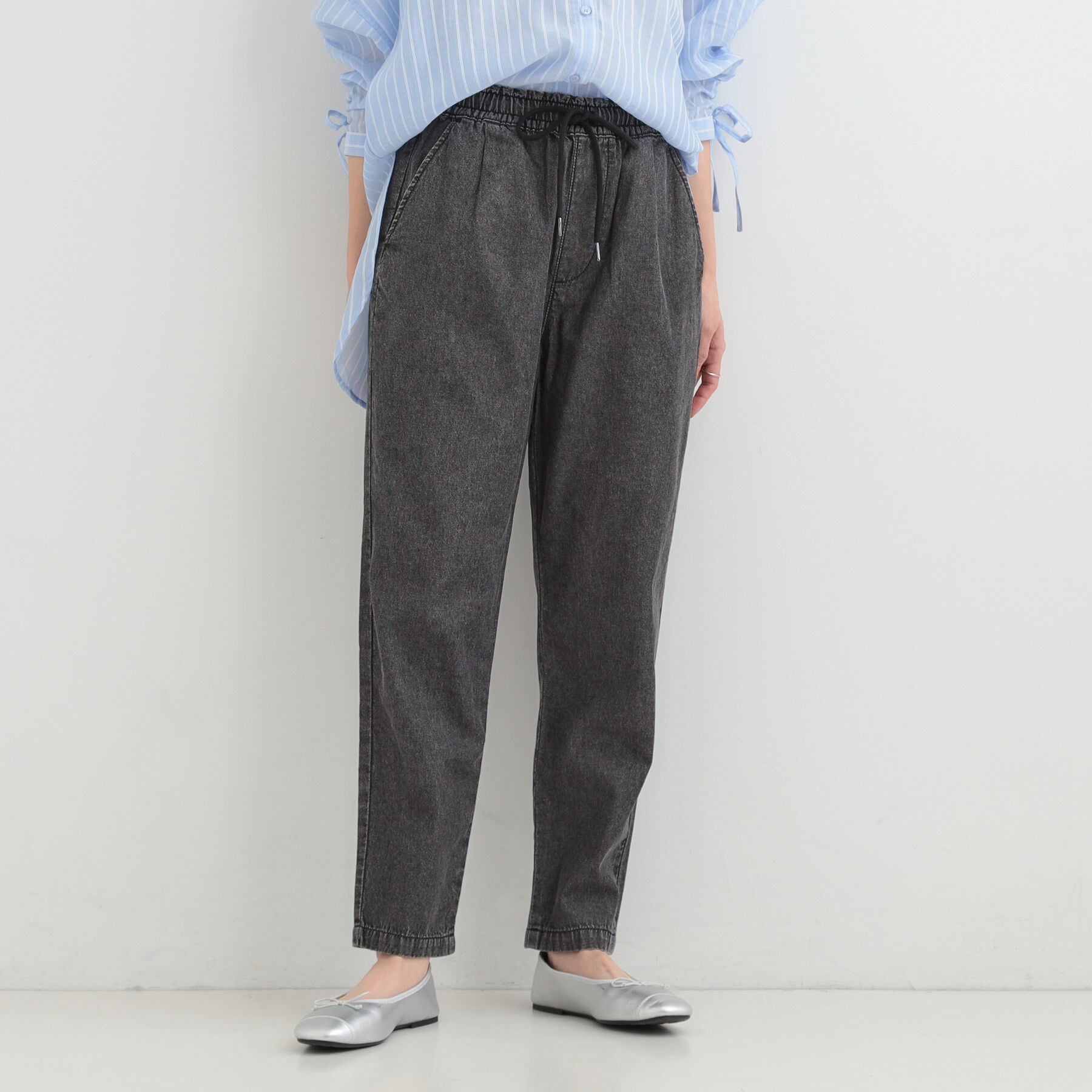 SHOO･LA･RUE「【ライトオンスデニム/S-LL/洗濯機可】夏でもはける らくらくイージーデニムテーパードパンツ」|デニム|