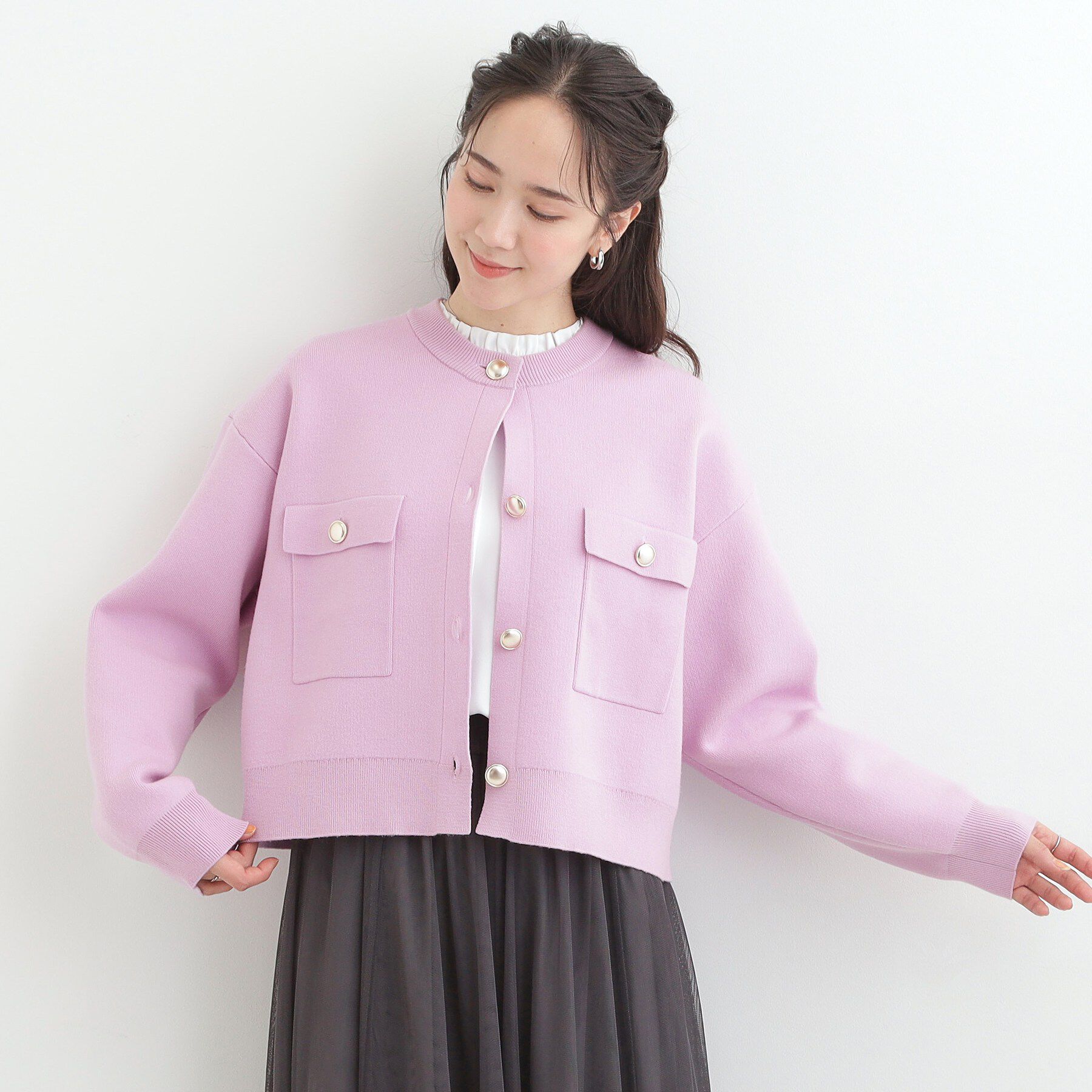 SHOO･LA･RUE「【洗濯機可/S-LL】1枚でも羽織りでも 華やか上品カーデ」|カーディガン|