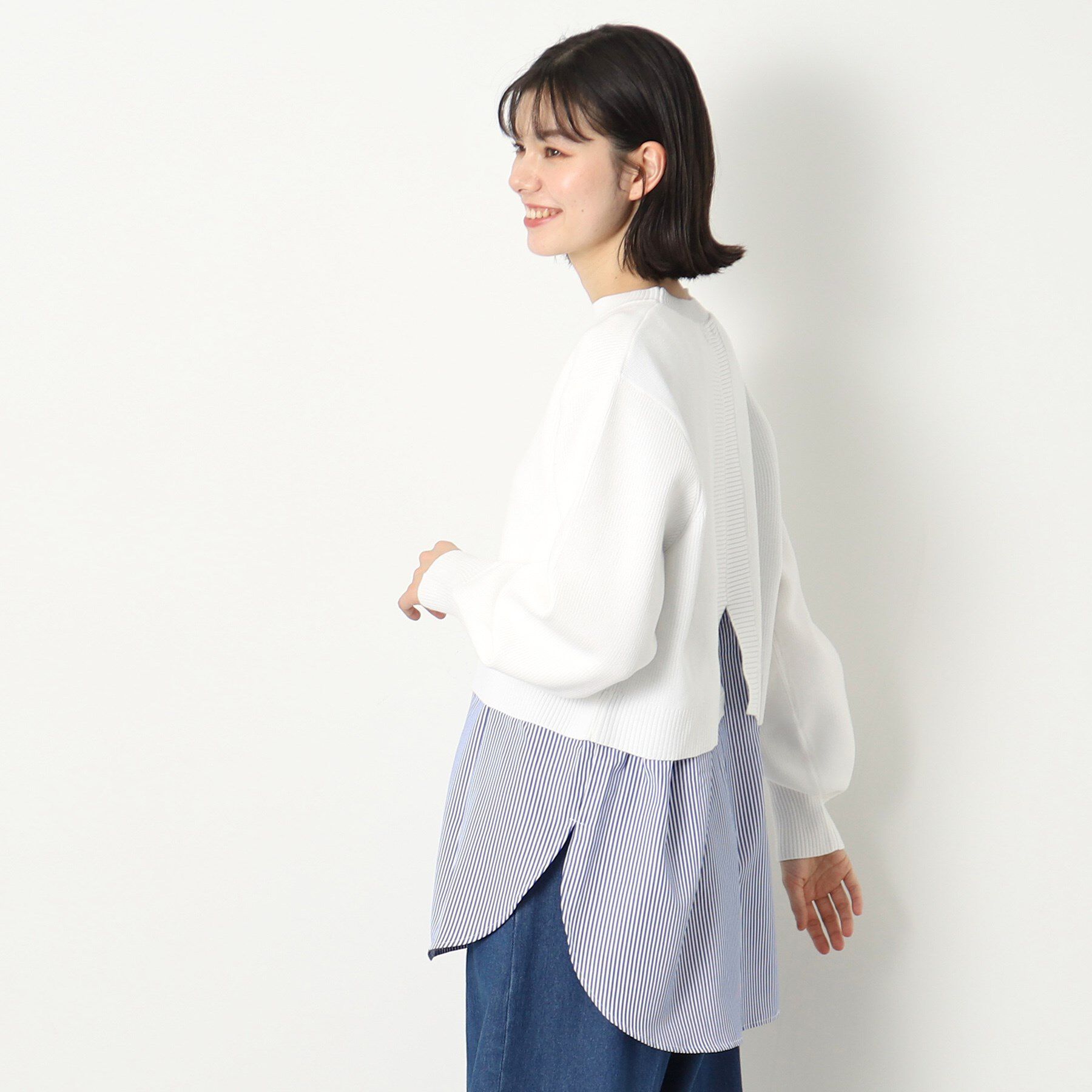 Dessin「【洗える】シャツレイヤード風ニット」|ニット・セーター|