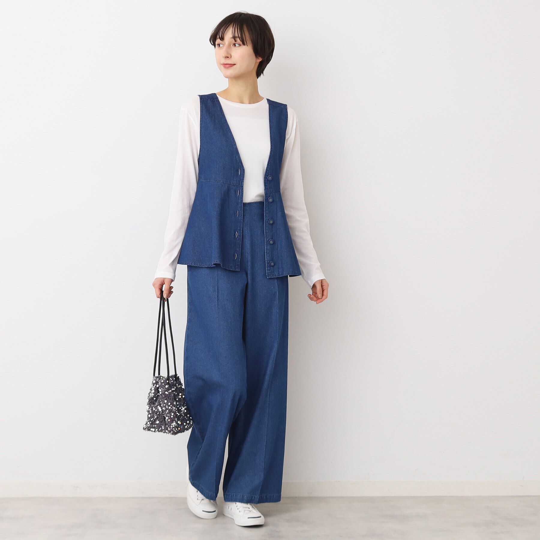 Dessin「【洗える】デニムペプラムベスト」|ベスト・ジレ|