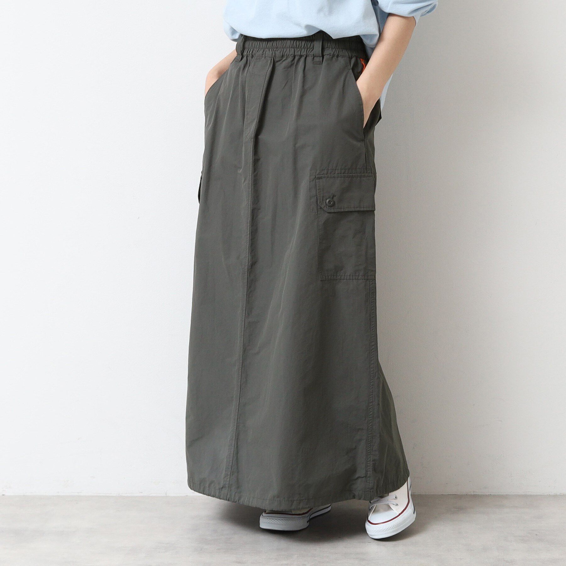 Dessin「【洗える・ウエストゴム】スピンドル付カーゴスカート」|スカート|チャコールグレー(0